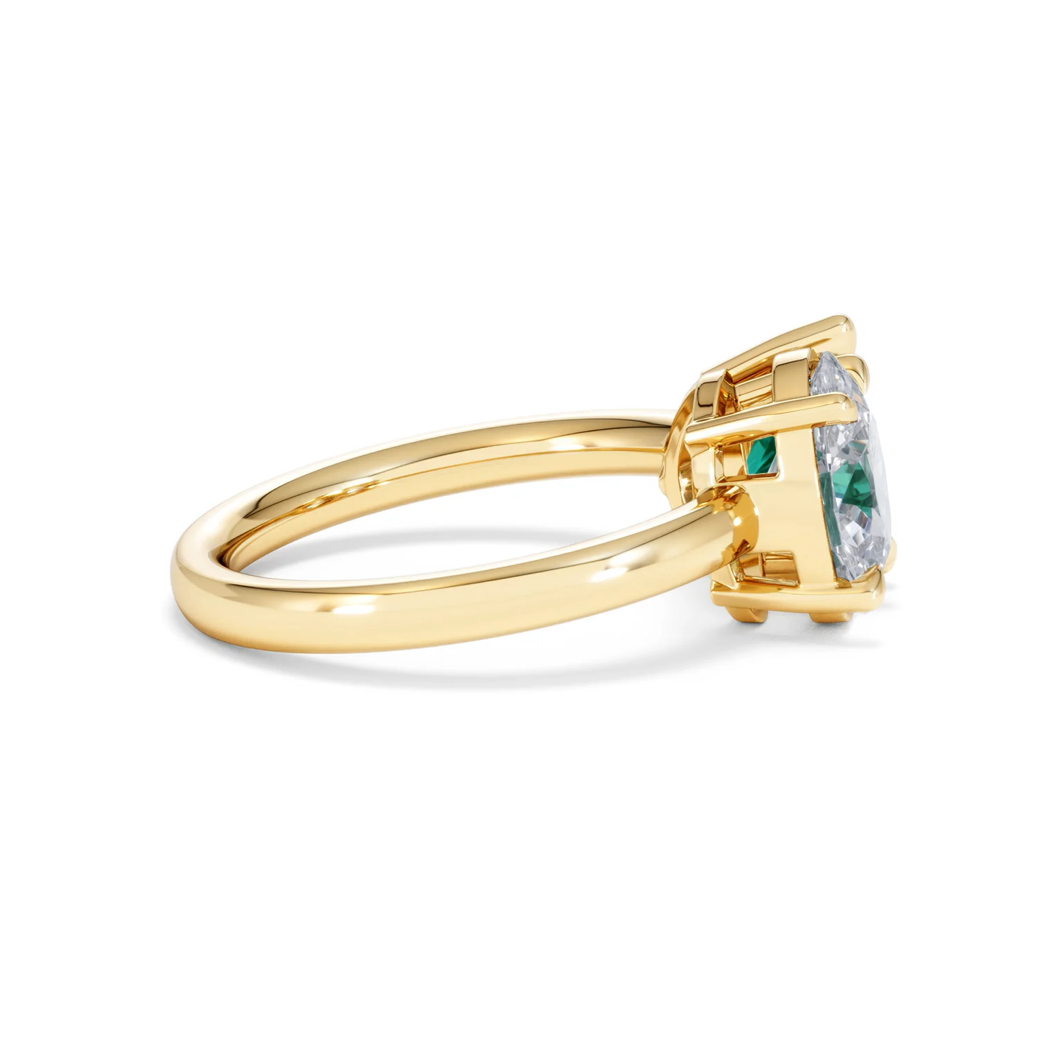 Toi Et Moi 1.50ct Oval Lab Diamond and 2.00ct Pear Lab Emerald Engagement Ring in 18K Yellow Gold - Image 29