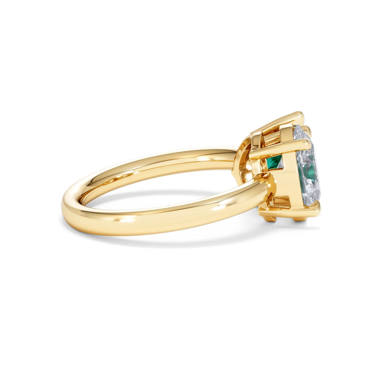 Toi Et Moi 1.50ct Oval Lab Diamond and 2.00ct Pear Lab Emerald Engagement Ring in 18K Yellow Gold - Image 30
