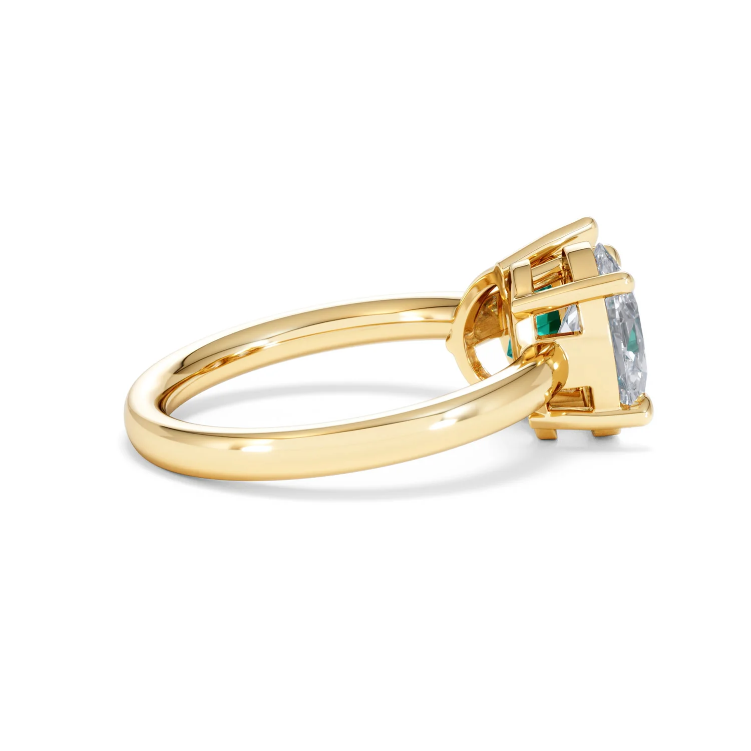 Toi Et Moi 1.50ct Oval Lab Diamond and 2.00ct Pear Lab Emerald Engagement Ring in 18K Yellow Gold - Image 32