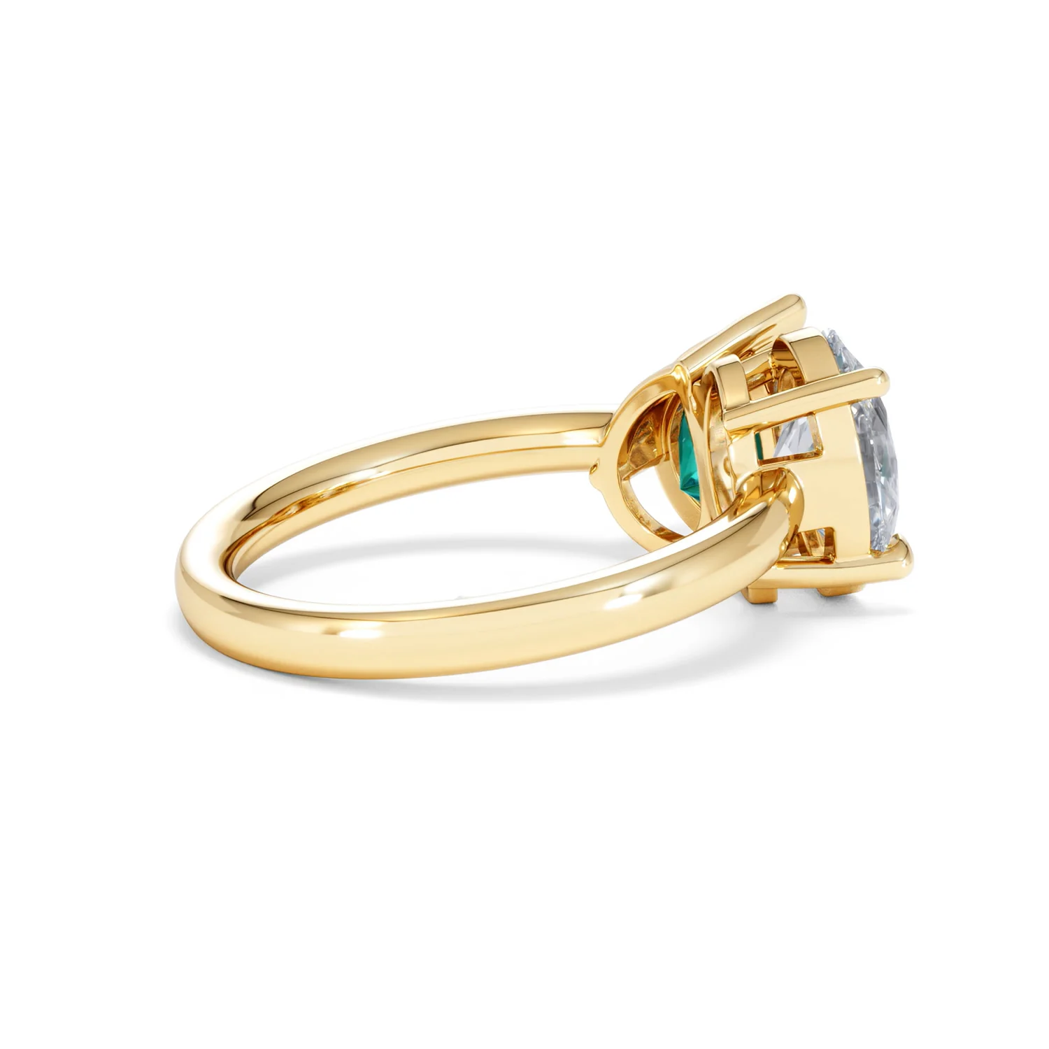 Toi Et Moi 1.50ct Oval Lab Diamond and 2.00ct Pear Lab Emerald Engagement Ring in 18K Yellow Gold - Image 34