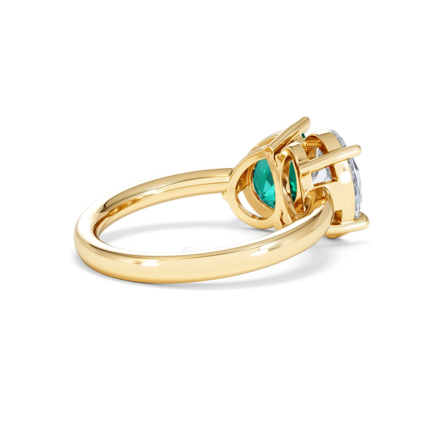 Toi Et Moi 1.50ct Oval Lab Diamond and 2.00ct Pear Lab Emerald Engagement Ring in 18K Yellow Gold - Image 37