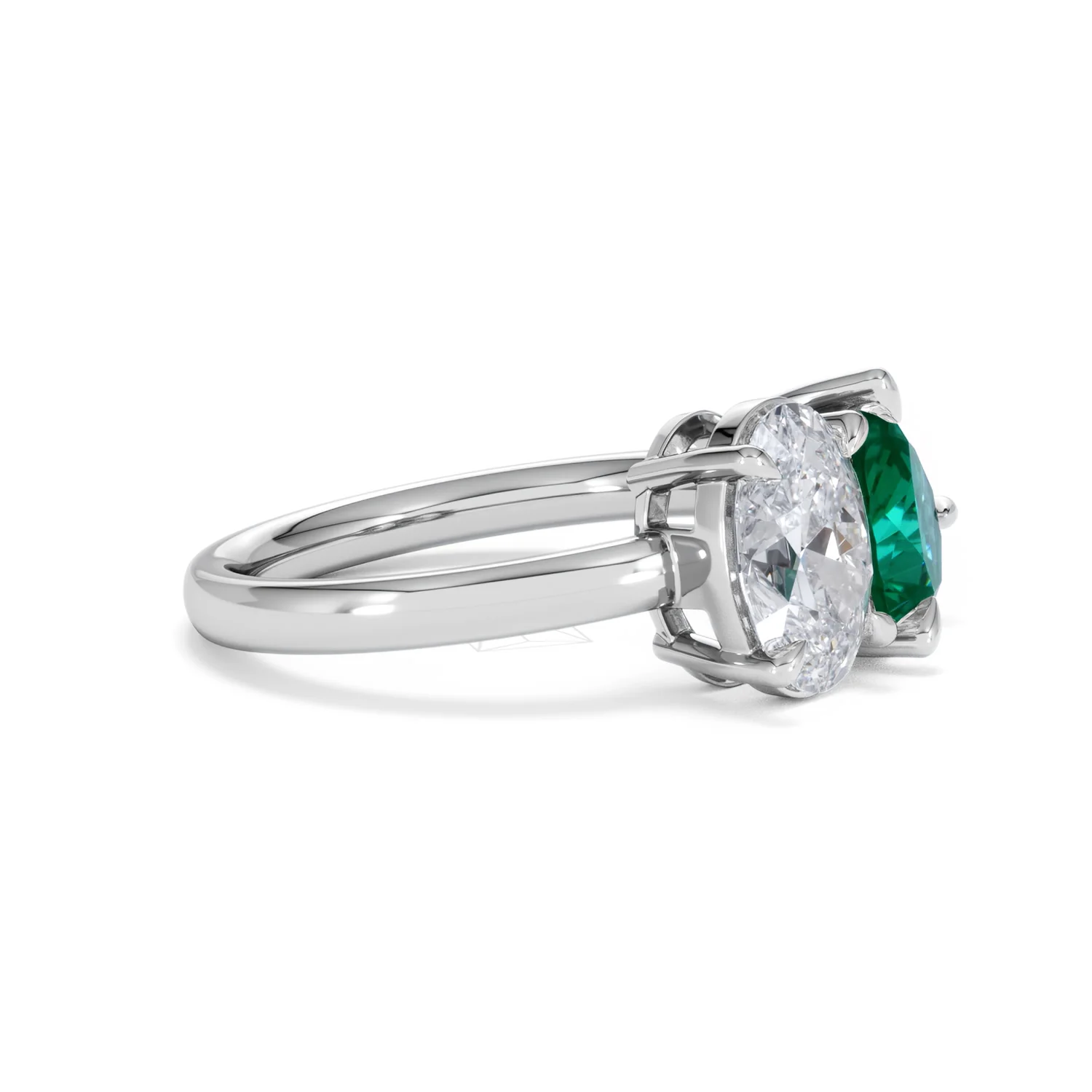 Toi Et Moi 1.50ct Oval Lab Diamond and 2.00ct Pear Lab Emerald Engagement Ring in Platinum - Image 22