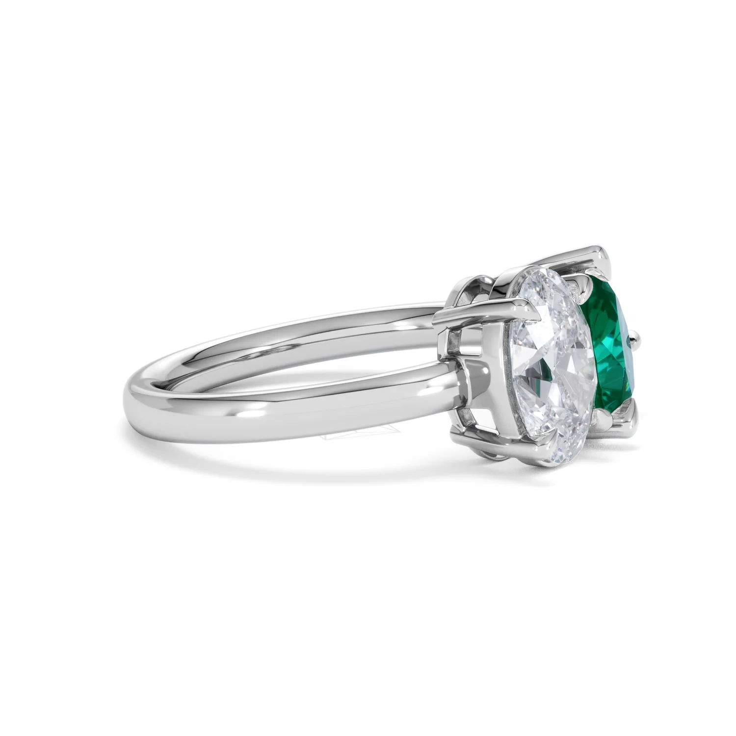 Toi Et Moi 1.50ct Oval Lab Diamond and 2.00ct Pear Lab Emerald Engagement Ring in Platinum - Image 23