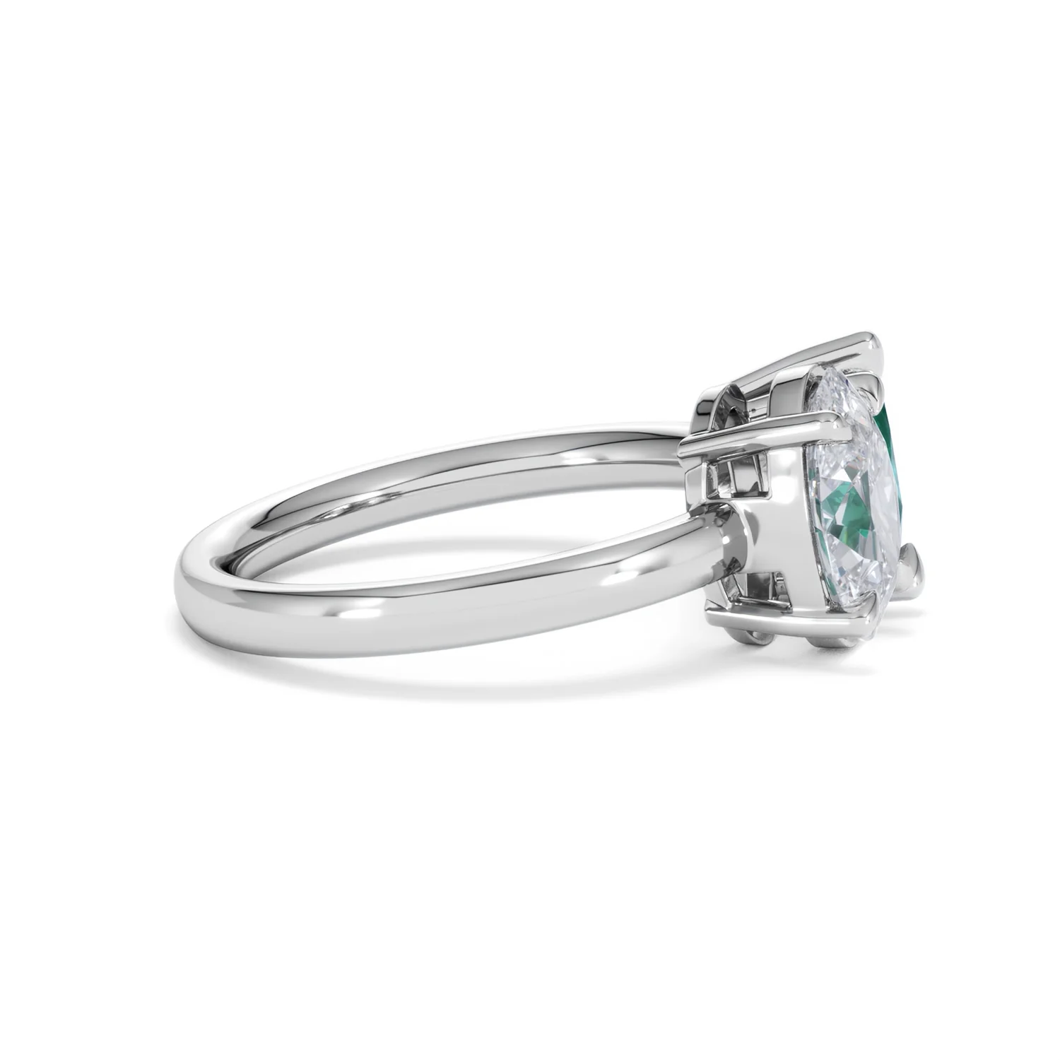 Toi Et Moi 1.50ct Oval Lab Diamond and 2.00ct Pear Lab Emerald Engagement Ring in Platinum - Image 27