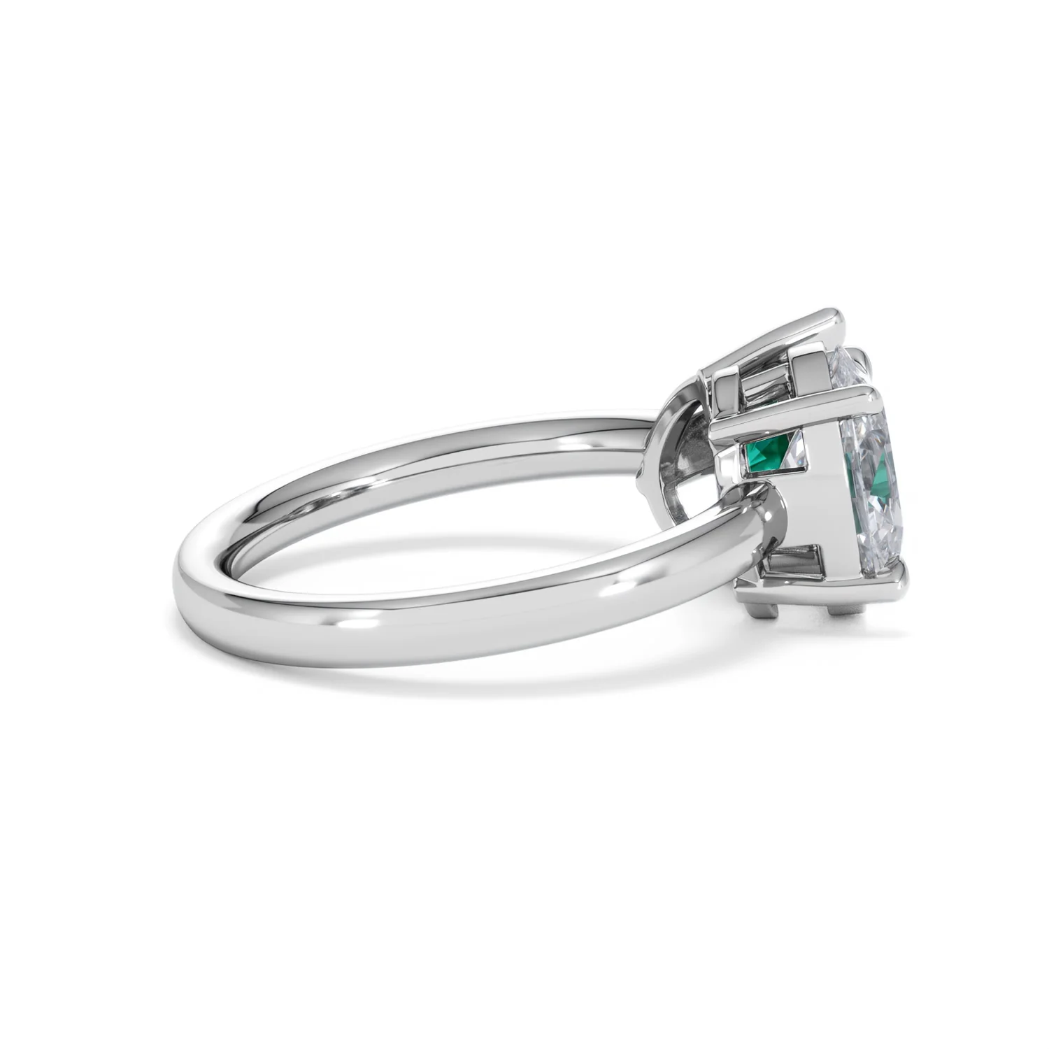 Toi Et Moi 1.50ct Oval Lab Diamond and 2.00ct Pear Lab Emerald Engagement Ring in Platinum - Image 31