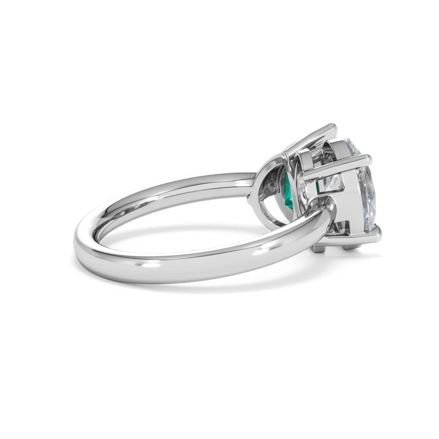 Toi Et Moi 1.50ct Oval Lab Diamond and 2.00ct Pear Lab Emerald Engagement Ring in Platinum - Image 34