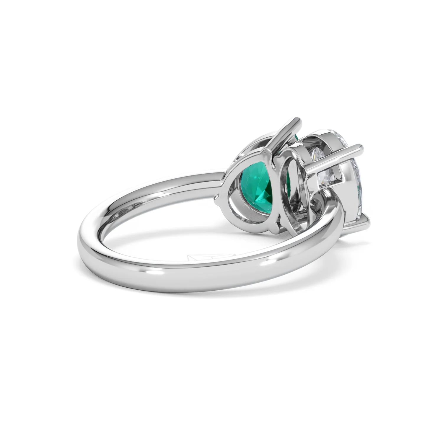 Toi Et Moi 1.50ct Oval Lab Diamond and 2.00ct Pear Lab Emerald Engagement Ring in Platinum - Image 39