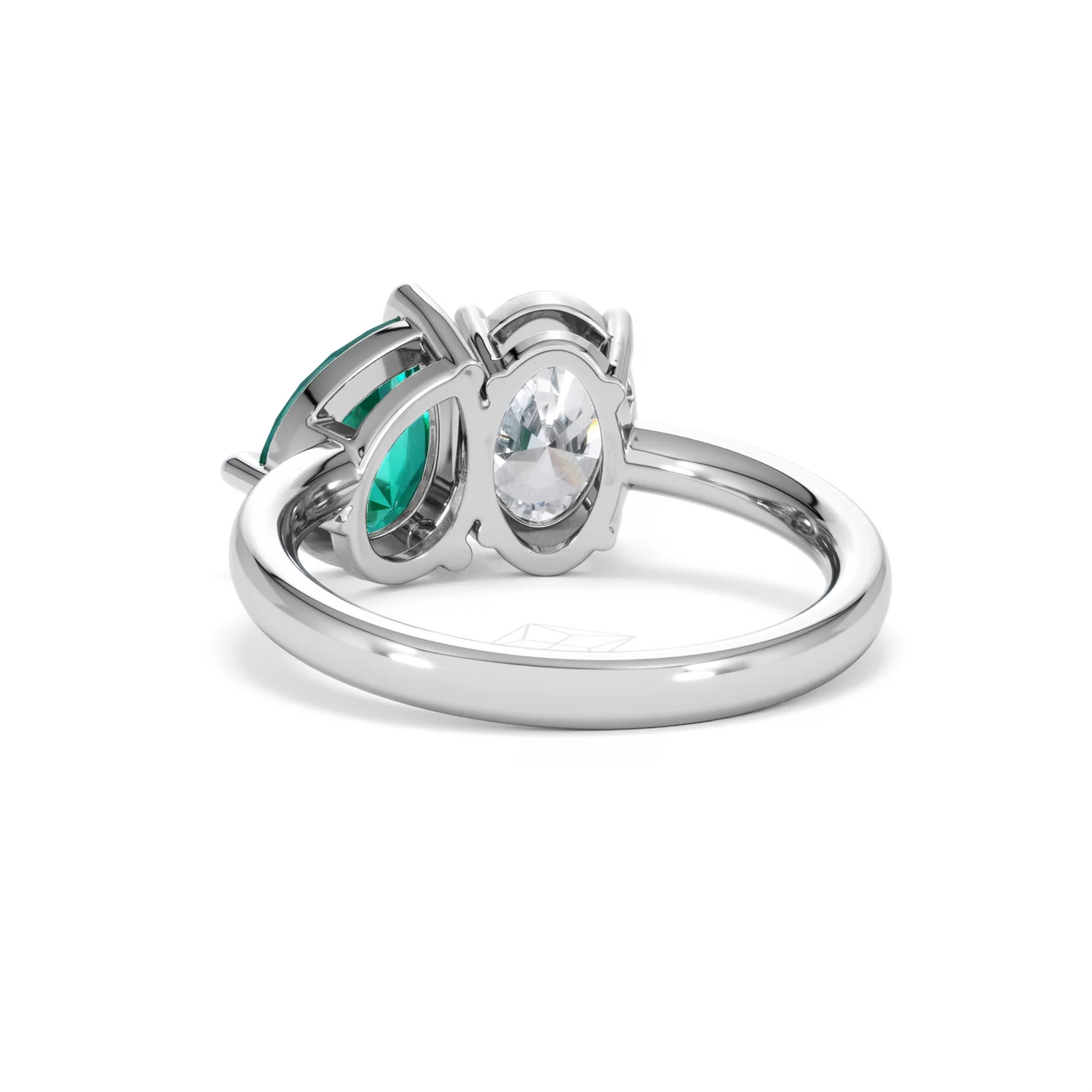 Toi Et Moi 1.50ct Oval Lab Diamond and 2.00ct Pear Lab Emerald Engagement Ring in Platinum - Image 52