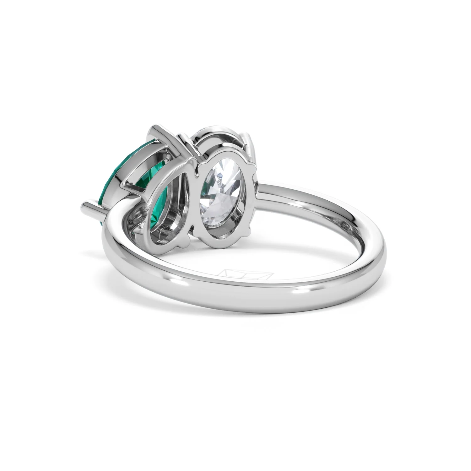 Toi Et Moi 1.50ct Oval Lab Diamond and 2.00ct Pear Lab Emerald Engagement Ring in Platinum - Image 54