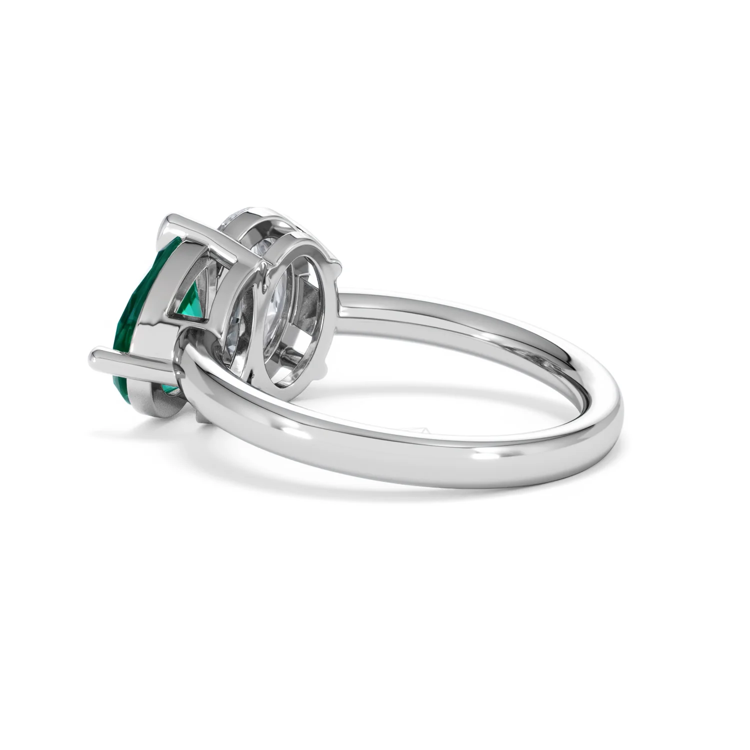 Toi Et Moi 1.50ct Oval Lab Diamond and 2.00ct Pear Lab Emerald Engagement Ring in Platinum - Image 60
