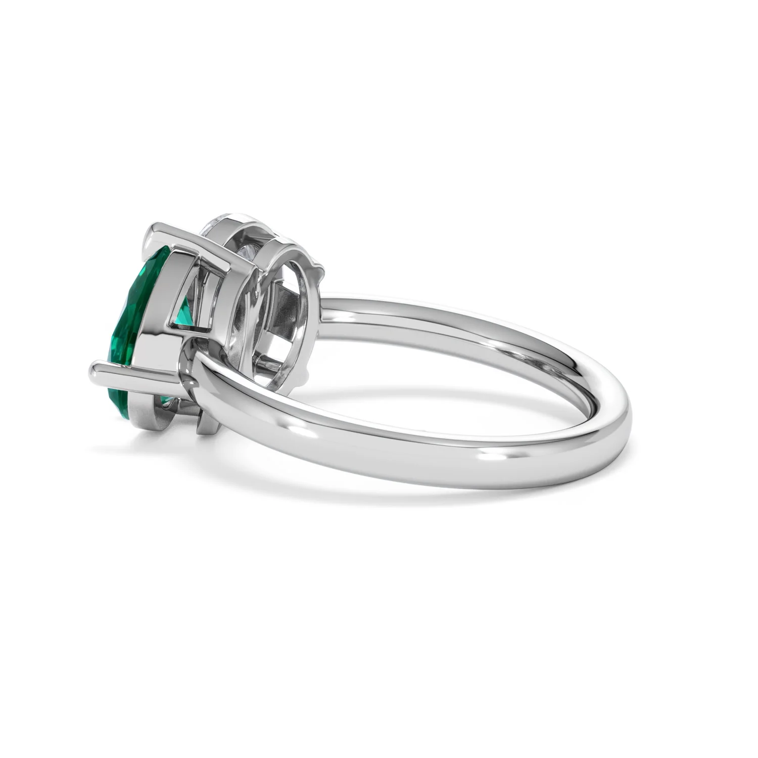 Toi Et Moi 1.50ct Oval Lab Diamond and 2.00ct Pear Lab Emerald Engagement Ring in Platinum - Image 62
