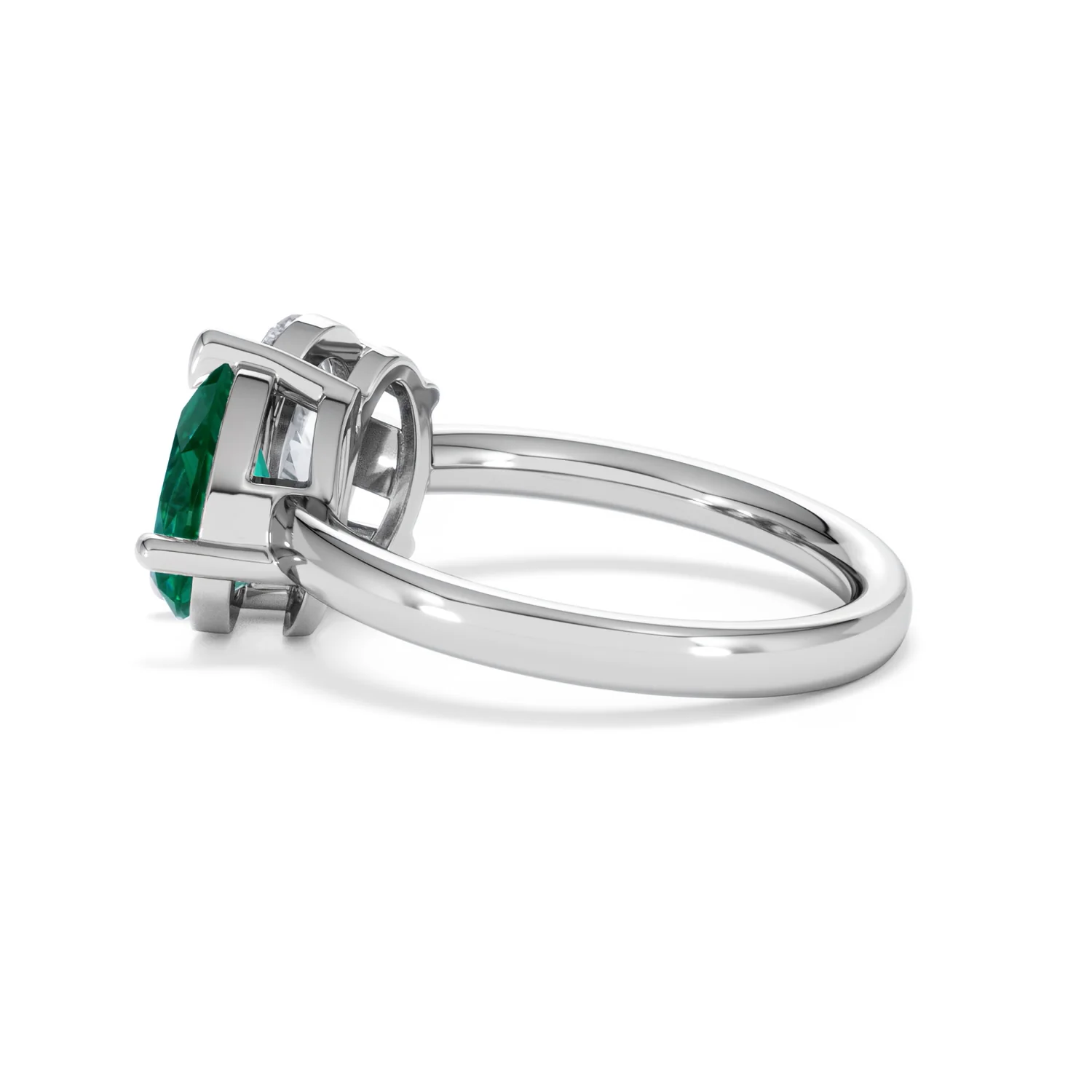 Toi Et Moi 1.50ct Oval Lab Diamond and 2.00ct Pear Lab Emerald Engagement Ring in Platinum - Image 64
