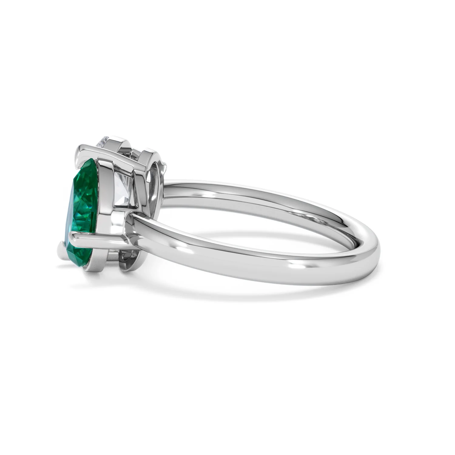 Toi Et Moi 1.50ct Oval Lab Diamond and 2.00ct Pear Lab Emerald Engagement Ring in Platinum - Image 67