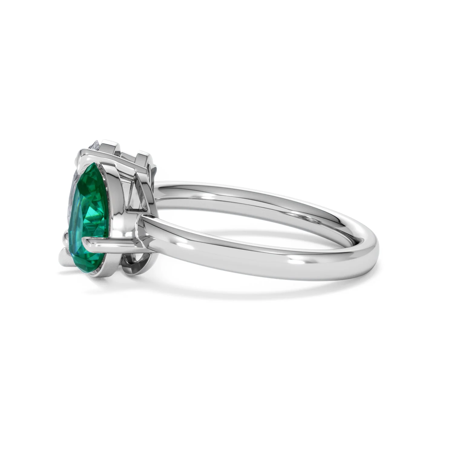 Toi Et Moi 1.50ct Oval Lab Diamond and 2.00ct Pear Lab Emerald Engagement Ring in Platinum - Image 69