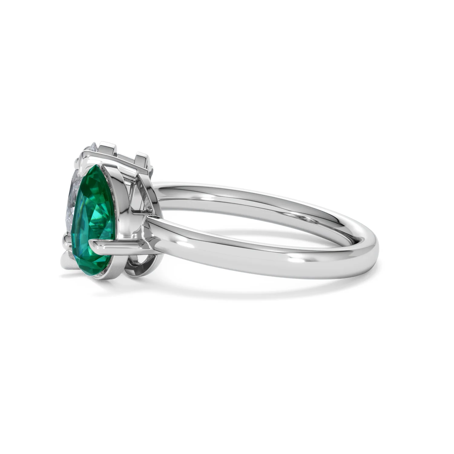 Toi Et Moi 1.50ct Oval Lab Diamond and 2.00ct Pear Lab Emerald Engagement Ring in Platinum - Image 70