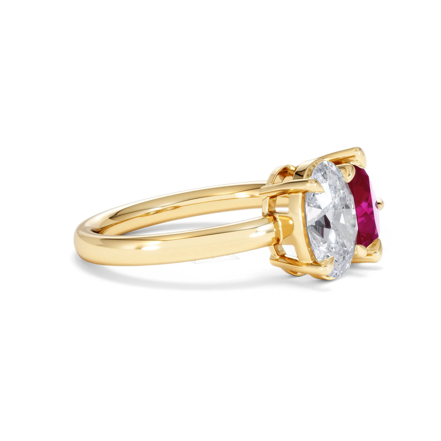 Toi Et Moi 1.50ct Oval Lab Diamond and 2.00ct Pear Lab Ruby Engagement Ring in 18K Yellow Gold - Image 24