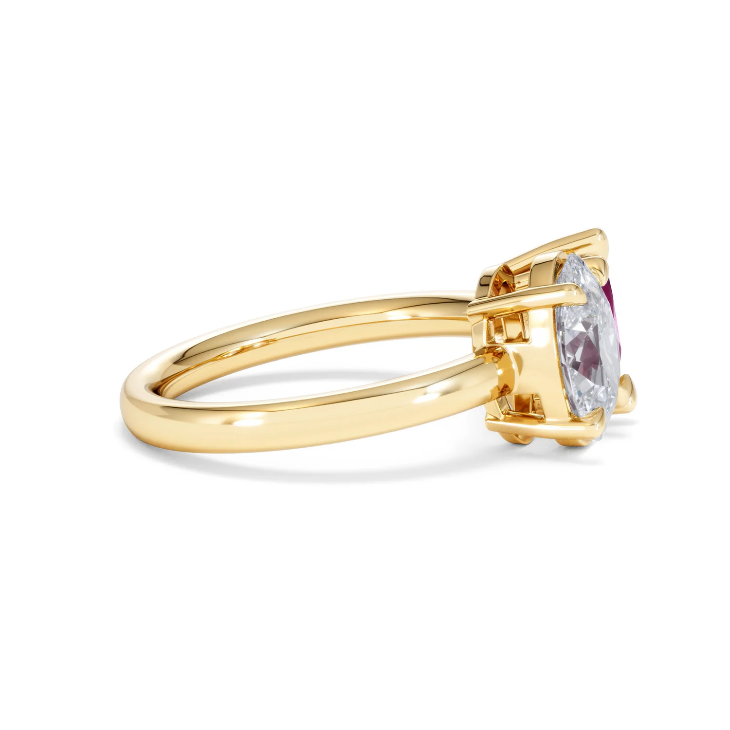 Toi Et Moi 1.50ct Oval Lab Diamond and 2.00ct Pear Lab Ruby Engagement Ring in 18K Yellow Gold - Image 28
