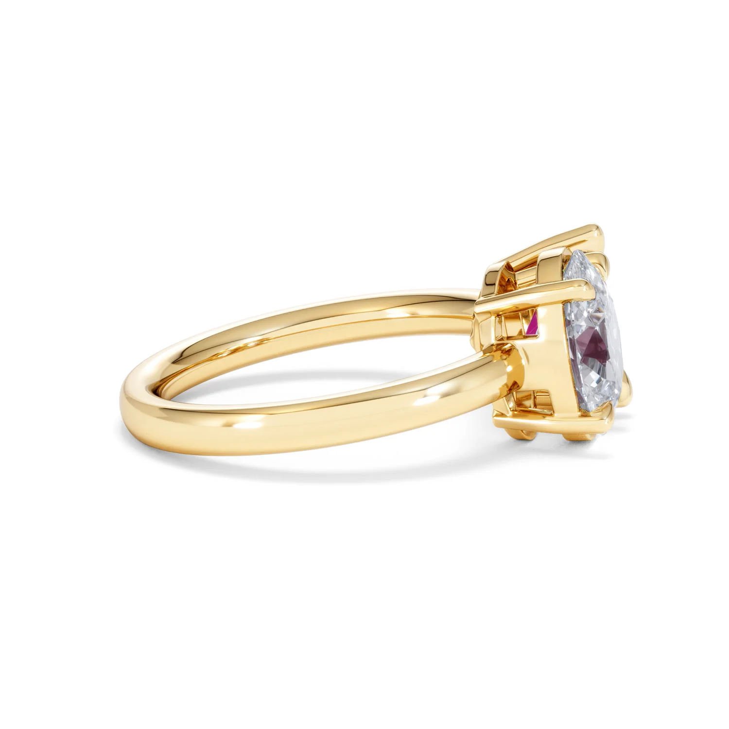 Toi Et Moi 1.50ct Oval Lab Diamond and 2.00ct Pear Lab Ruby Engagement Ring in 18K Yellow Gold - Image 29