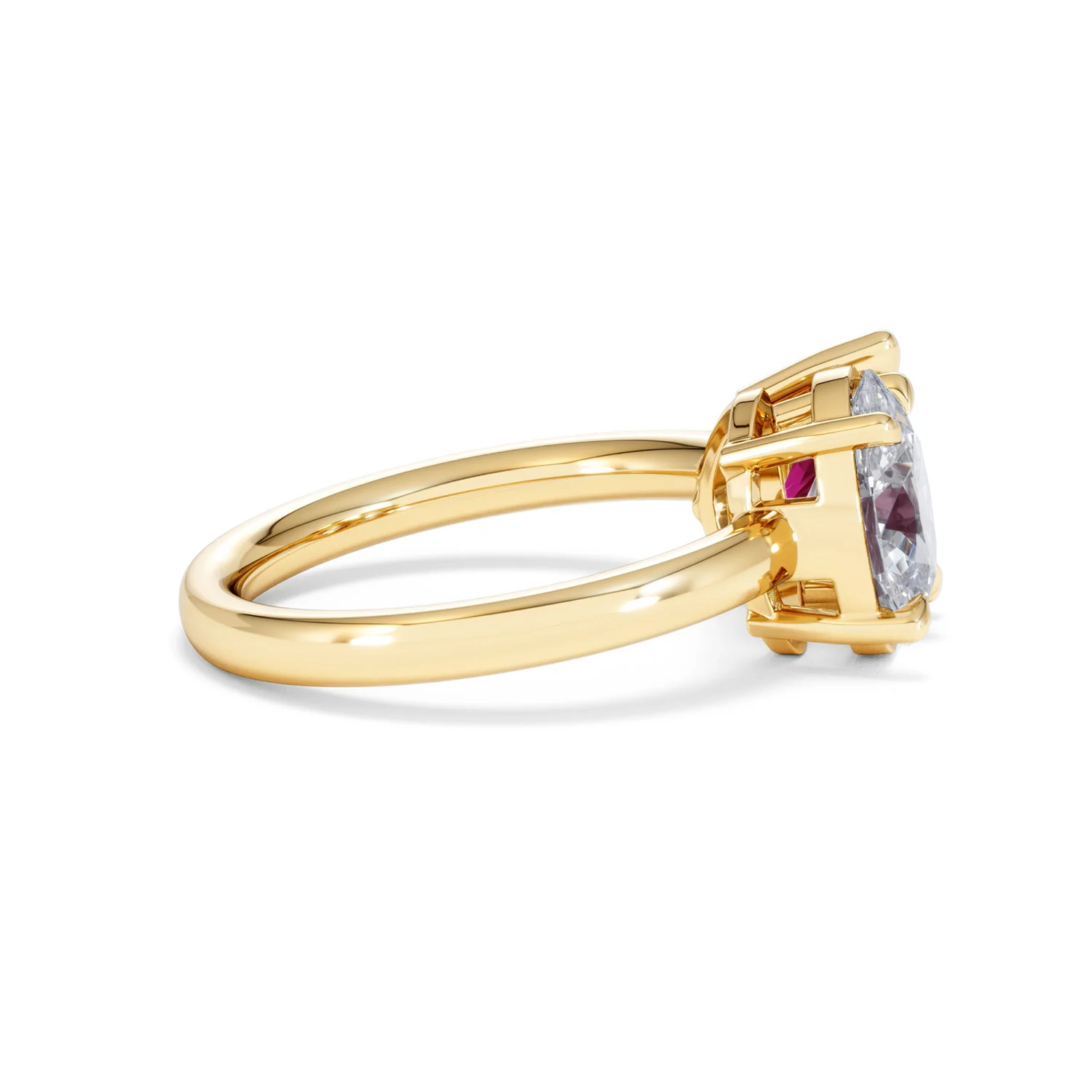Toi Et Moi 1.50ct Oval Lab Diamond and 2.00ct Pear Lab Ruby Engagement Ring in 18K Yellow Gold - Image 30