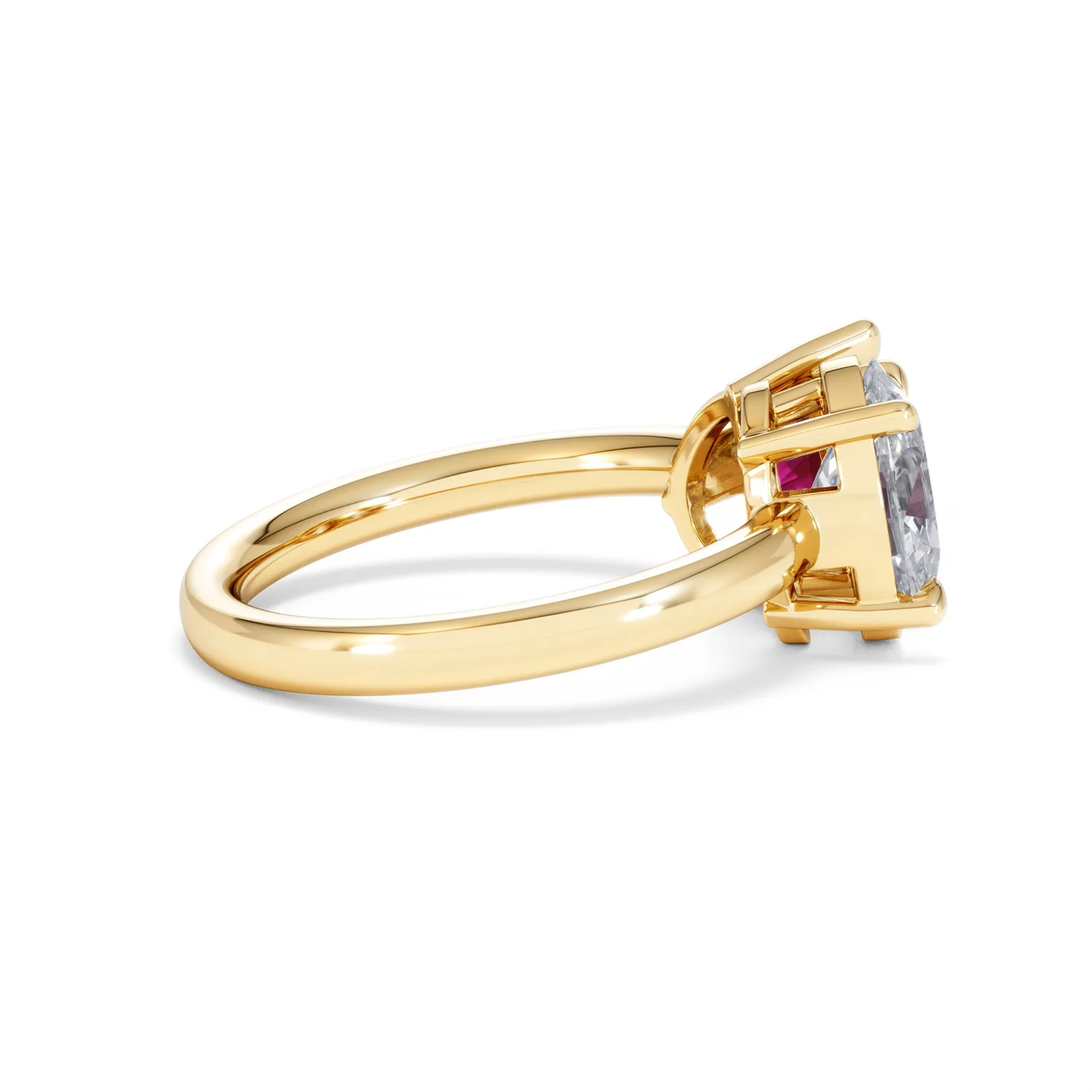 Toi Et Moi 1.50ct Oval Lab Diamond and 2.00ct Pear Lab Ruby Engagement Ring in 18K Yellow Gold - Image 32
