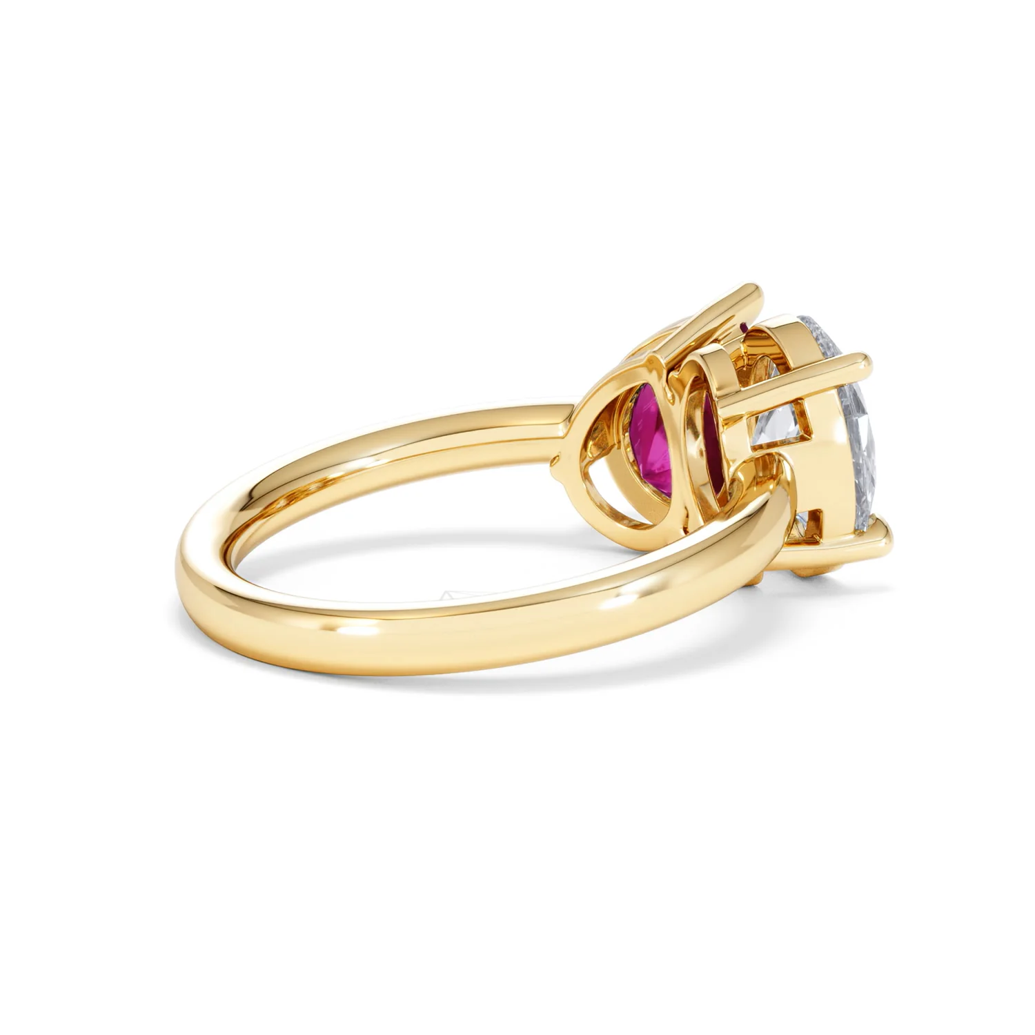 Toi Et Moi 1.50ct Oval Lab Diamond and 2.00ct Pear Lab Ruby Engagement Ring in 18K Yellow Gold - Image 37
