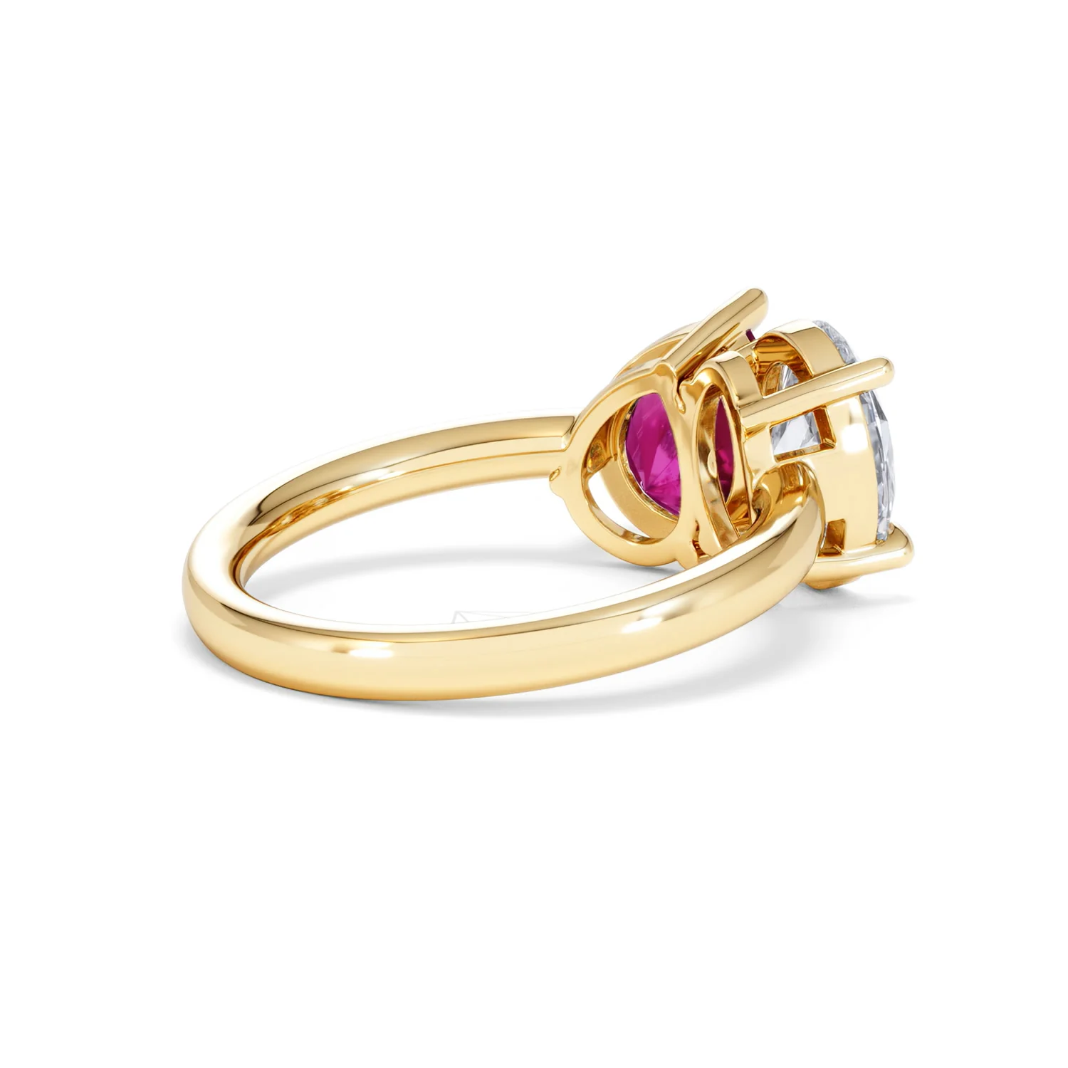 Toi Et Moi 1.50ct Oval Lab Diamond and 2.00ct Pear Lab Ruby Engagement Ring in 18K Yellow Gold - Image 38