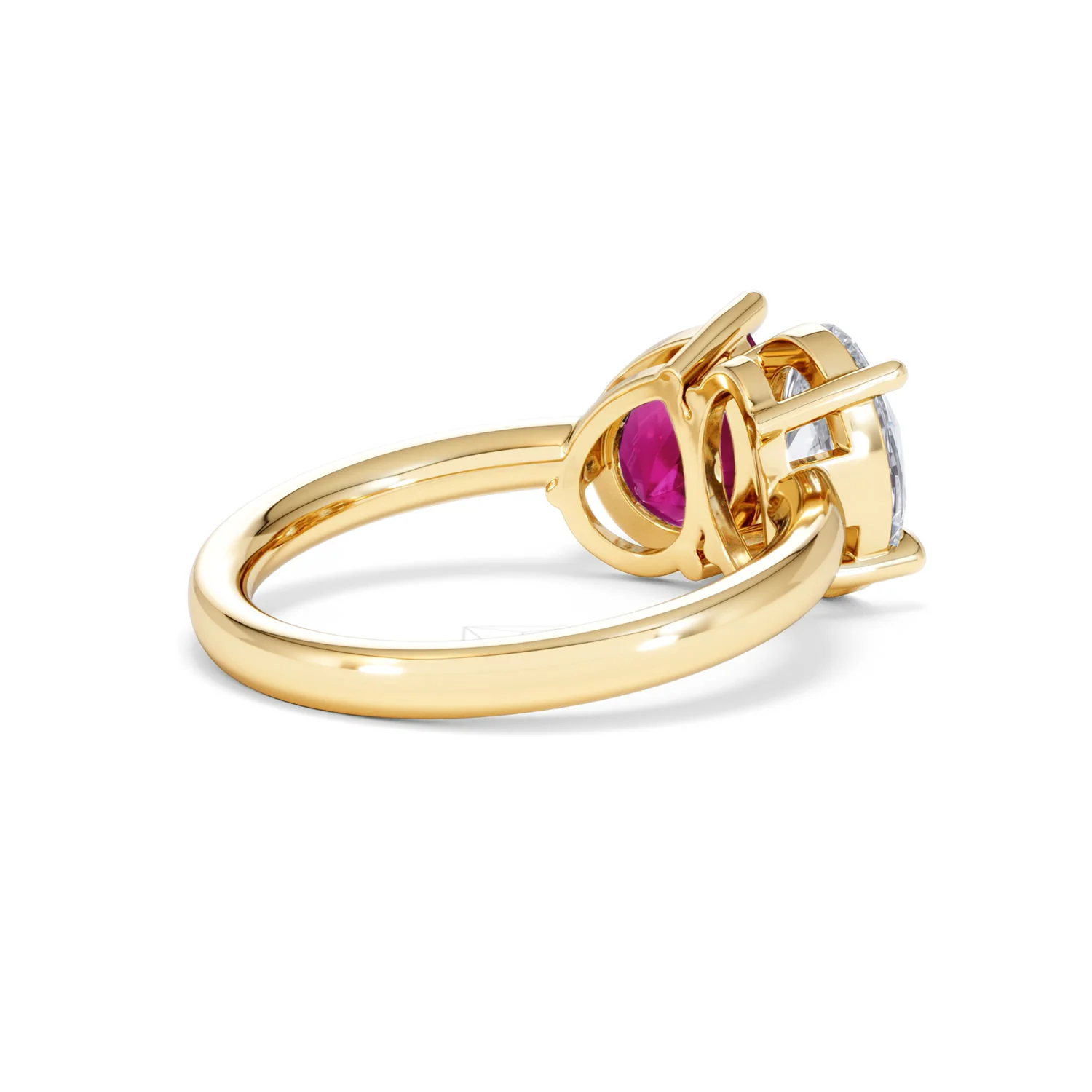 Toi Et Moi 1.50ct Oval Lab Diamond and 2.00ct Pear Lab Ruby Engagement Ring in 18K Yellow Gold - Image 39