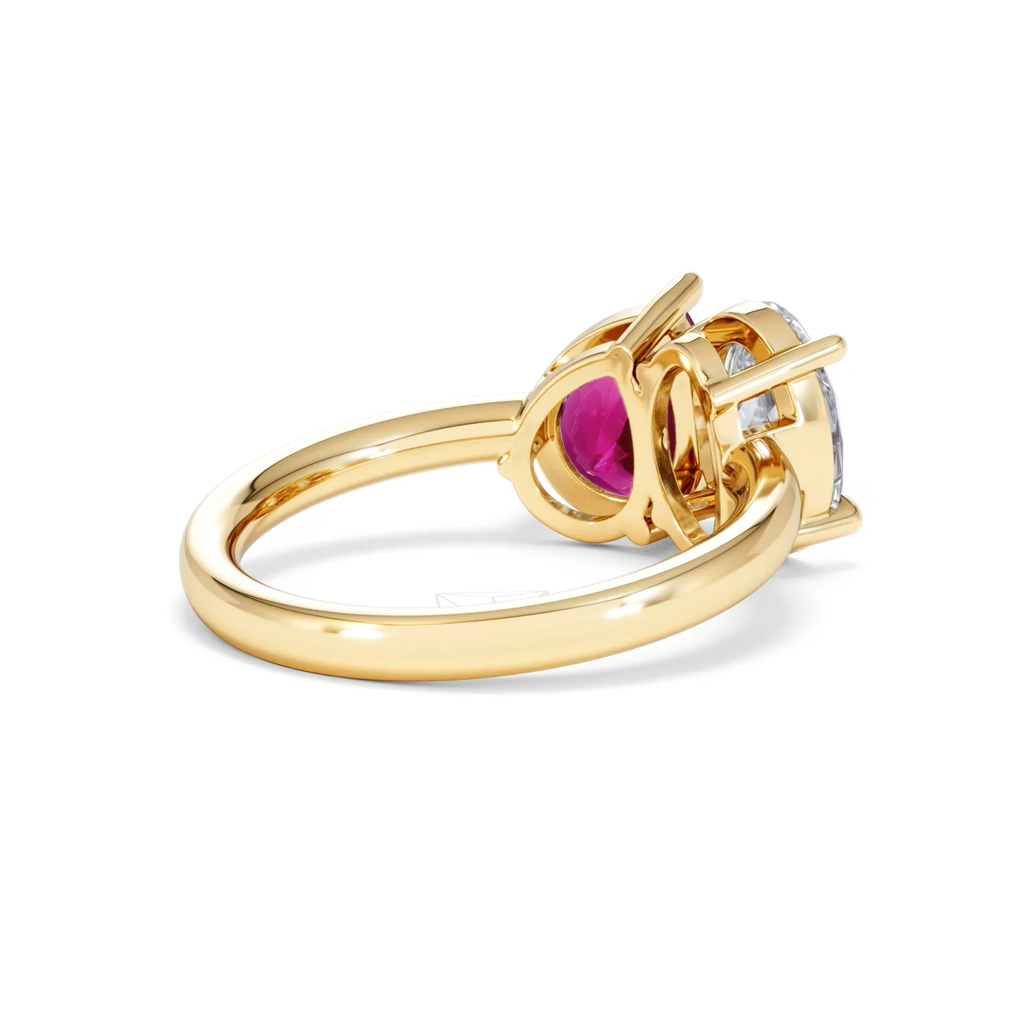 Toi Et Moi 1.50ct Oval Lab Diamond and 2.00ct Pear Lab Ruby Engagement Ring in 18K Yellow Gold - Image 40