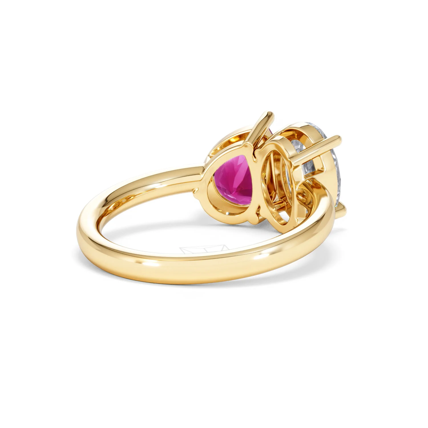 Toi Et Moi 1.50ct Oval Lab Diamond and 2.00ct Pear Lab Ruby Engagement Ring in 18K Yellow Gold - Image 42