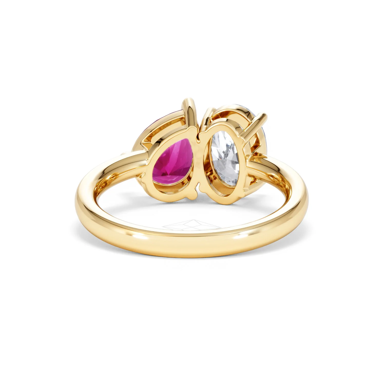 Toi Et Moi 1.50ct Oval Lab Diamond and 2.00ct Pear Lab Ruby Engagement Ring in 18K Yellow Gold - Image 48