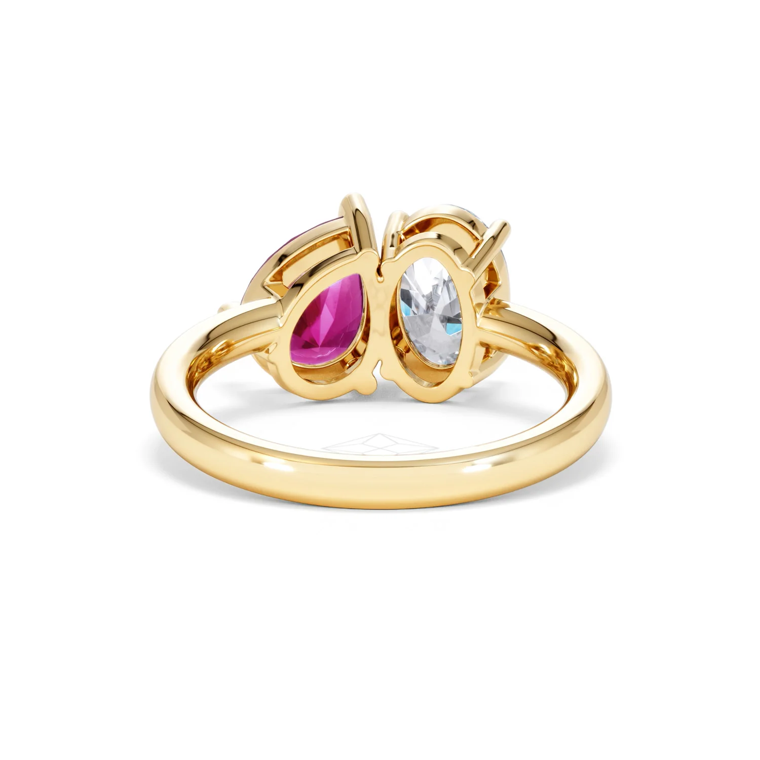 Toi Et Moi 1.50ct Oval Lab Diamond and 2.00ct Pear Lab Ruby Engagement Ring in 18K Yellow Gold - Image 49
