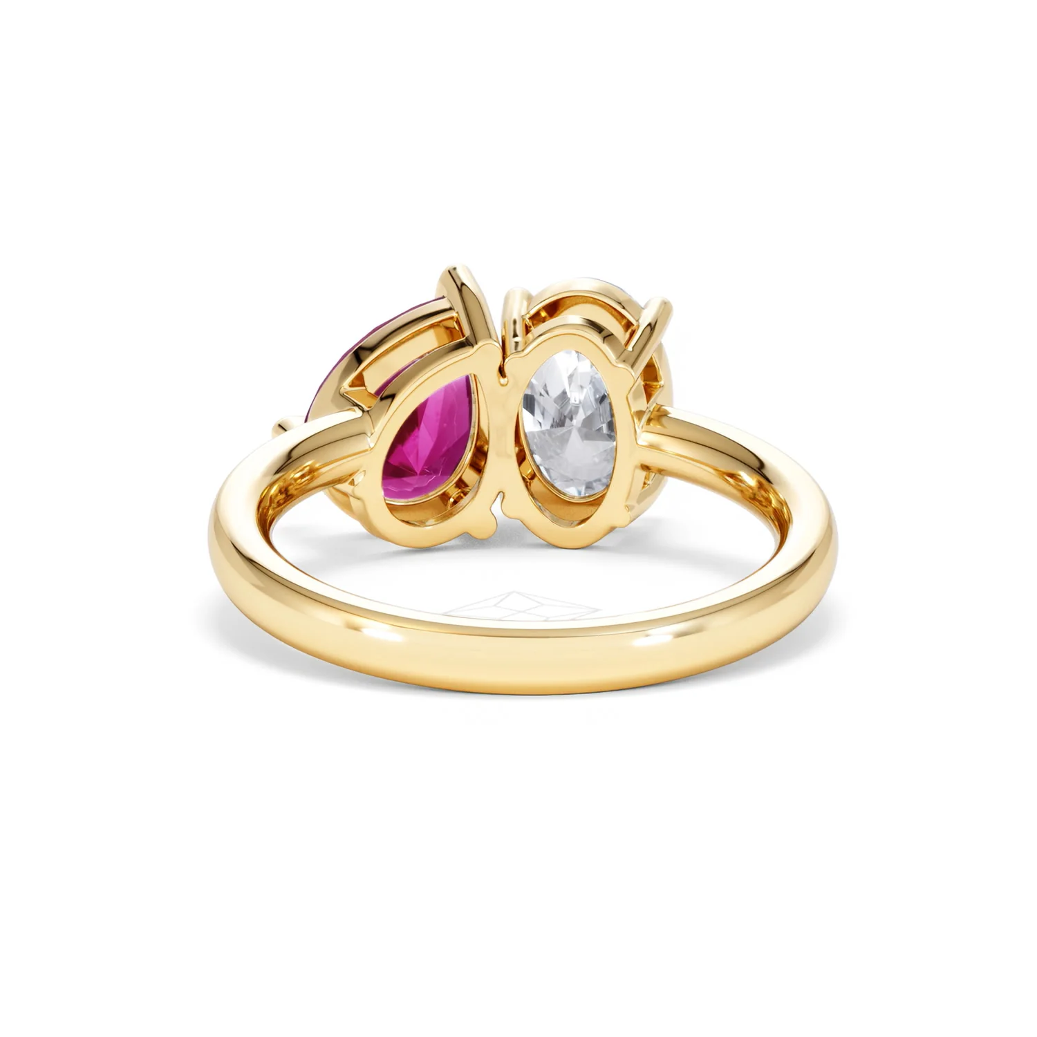 Toi Et Moi 1.50ct Oval Lab Diamond and 2.00ct Pear Lab Ruby Engagement Ring in 18K Yellow Gold - Image 50