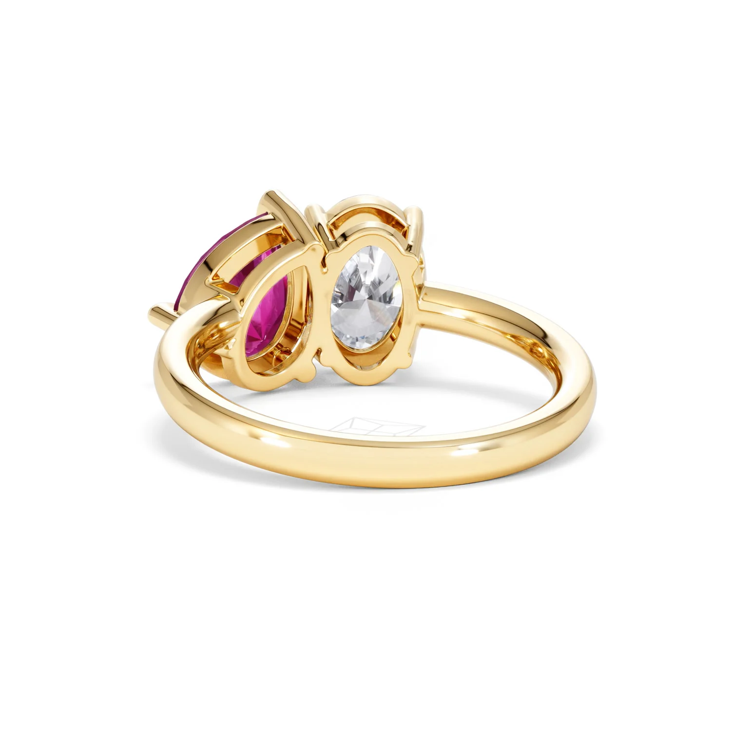 Toi Et Moi 1.50ct Oval Lab Diamond and 2.00ct Pear Lab Ruby Engagement Ring in 18K Yellow Gold - Image 53