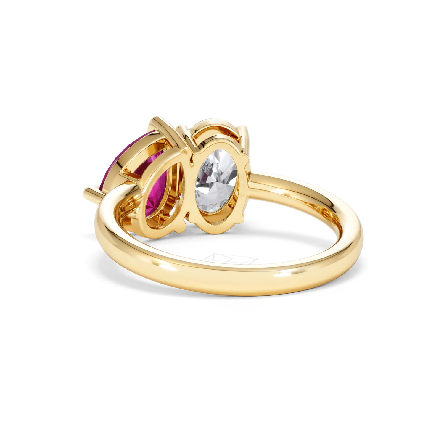 Toi Et Moi 1.50ct Oval Lab Diamond and 2.00ct Pear Lab Ruby Engagement Ring in 18K Yellow Gold - Image 54