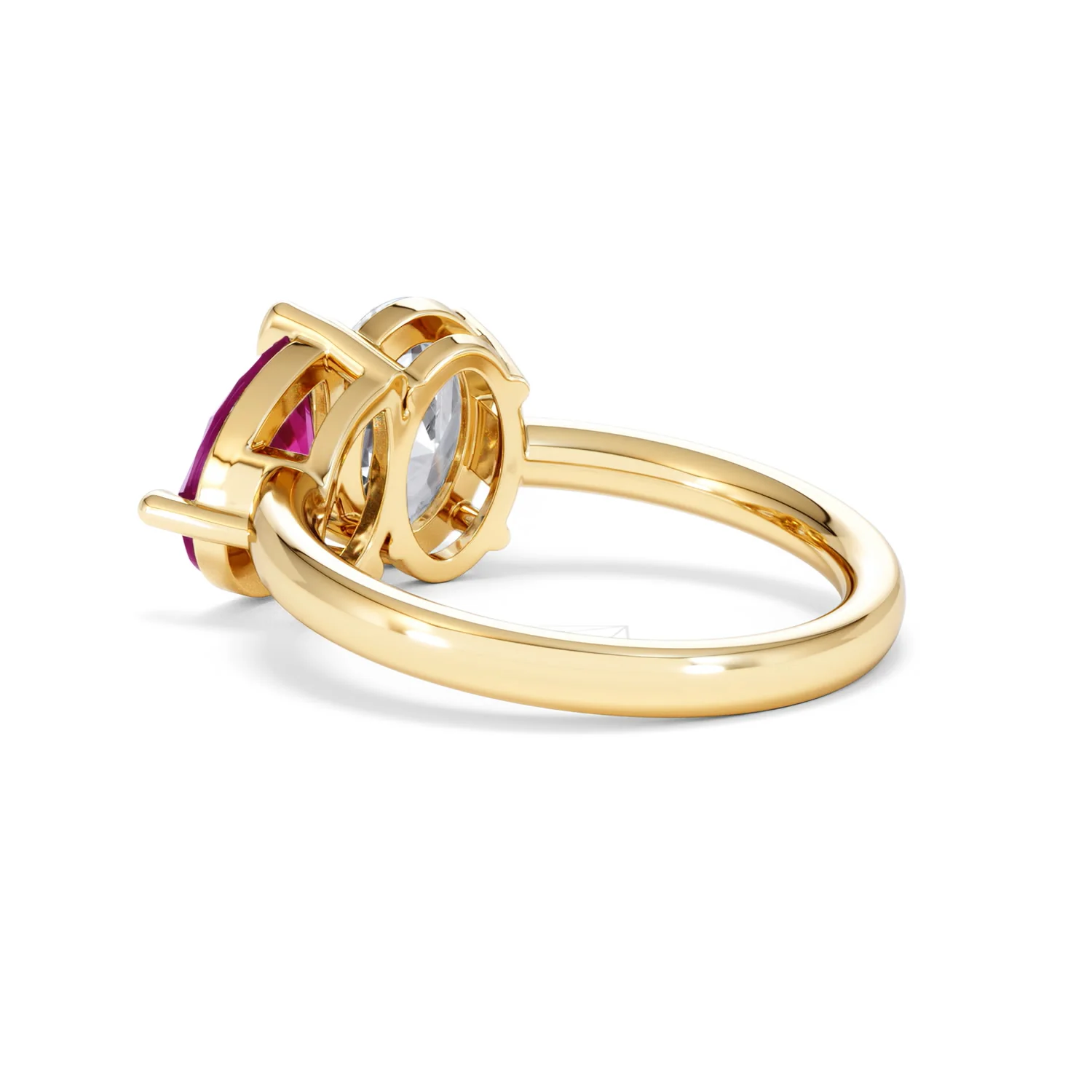 Toi Et Moi 1.50ct Oval Lab Diamond and 2.00ct Pear Lab Ruby Engagement Ring in 18K Yellow Gold - Image 59