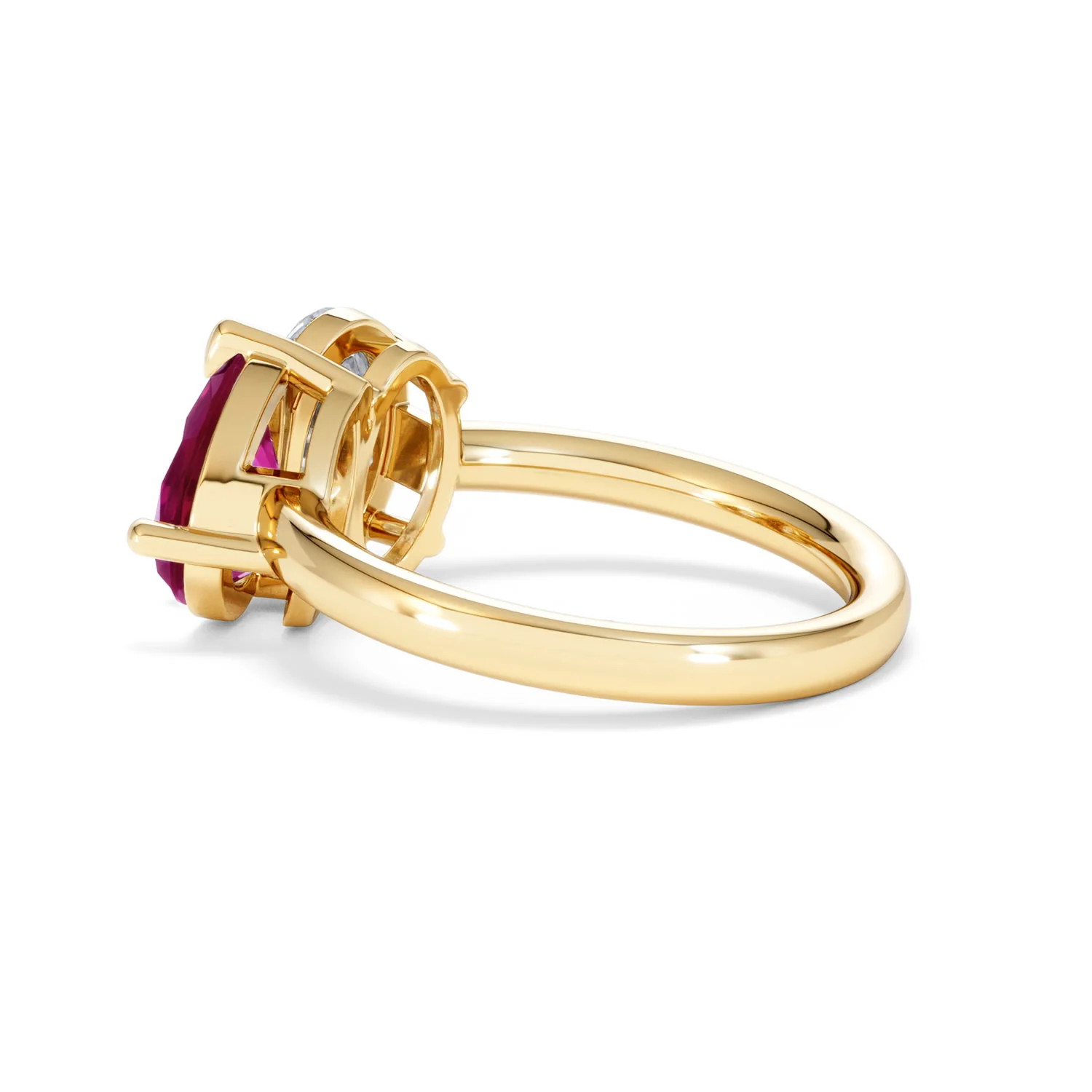 Toi Et Moi 1.50ct Oval Lab Diamond and 2.00ct Pear Lab Ruby Engagement Ring in 18K Yellow Gold - Image 63