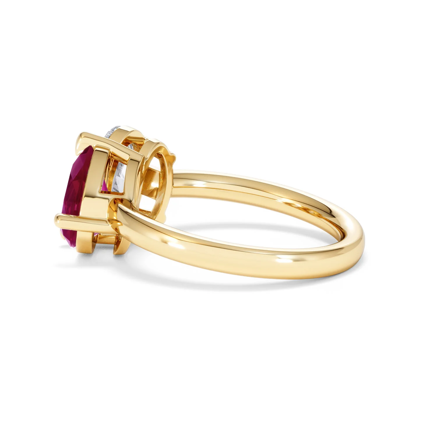 Toi Et Moi 1.50ct Oval Lab Diamond and 2.00ct Pear Lab Ruby Engagement Ring in 18K Yellow Gold - Image 65
