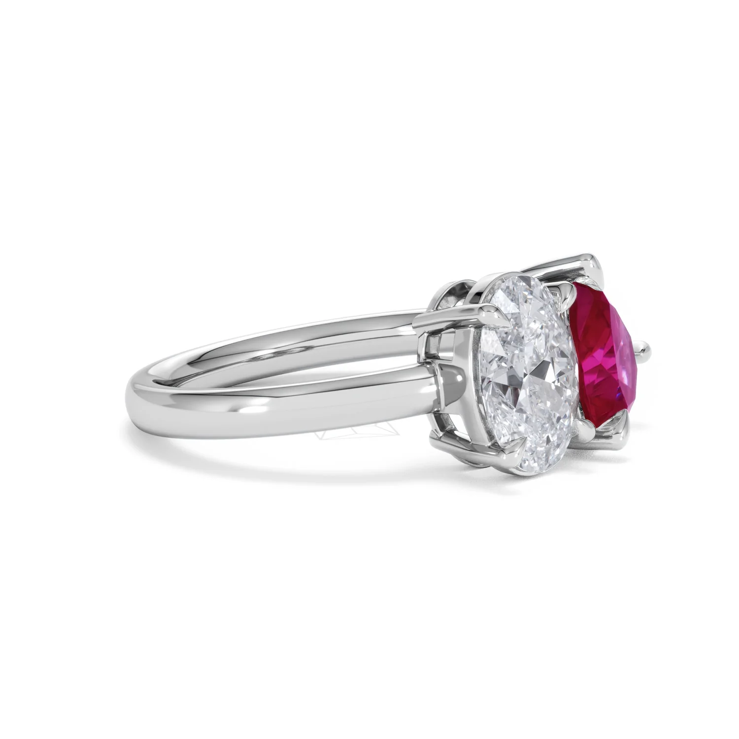 Toi Et Moi 1.50ct Oval Lab Diamond and 2.00ct Pear Lab Ruby Engagement Ring in Platinum - Image 22
