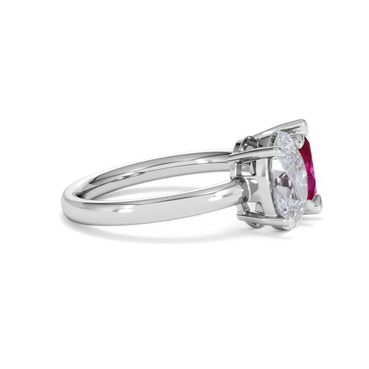 Toi Et Moi 1.50ct Oval Lab Diamond and 2.00ct Pear Lab Ruby Engagement Ring in Platinum - Image 26