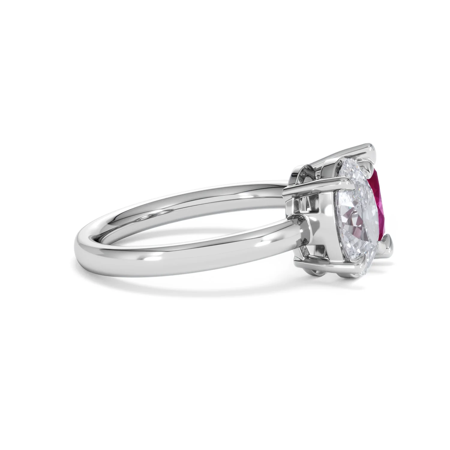 Toi Et Moi 1.50ct Oval Lab Diamond and 2.00ct Pear Lab Ruby Engagement Ring in Platinum - Image 27