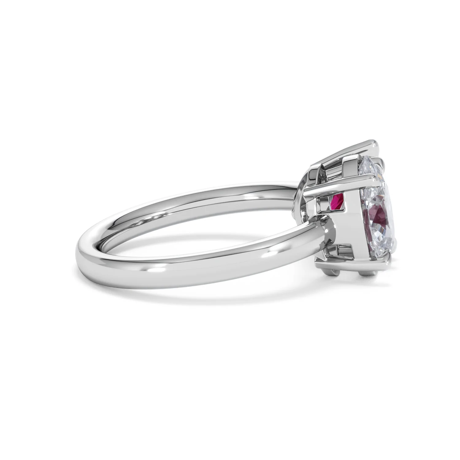 Toi Et Moi 1.50ct Oval Lab Diamond and 2.00ct Pear Lab Ruby Engagement Ring in Platinum - Image 30