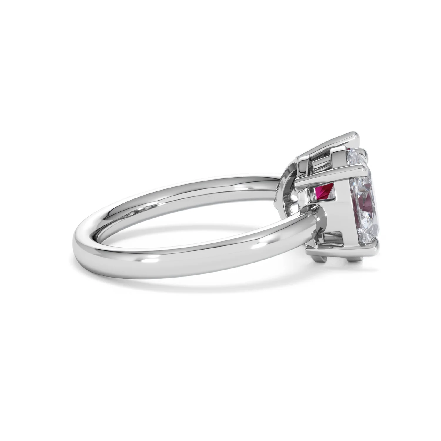 Toi Et Moi 1.50ct Oval Lab Diamond and 2.00ct Pear Lab Ruby Engagement Ring in Platinum - Image 31