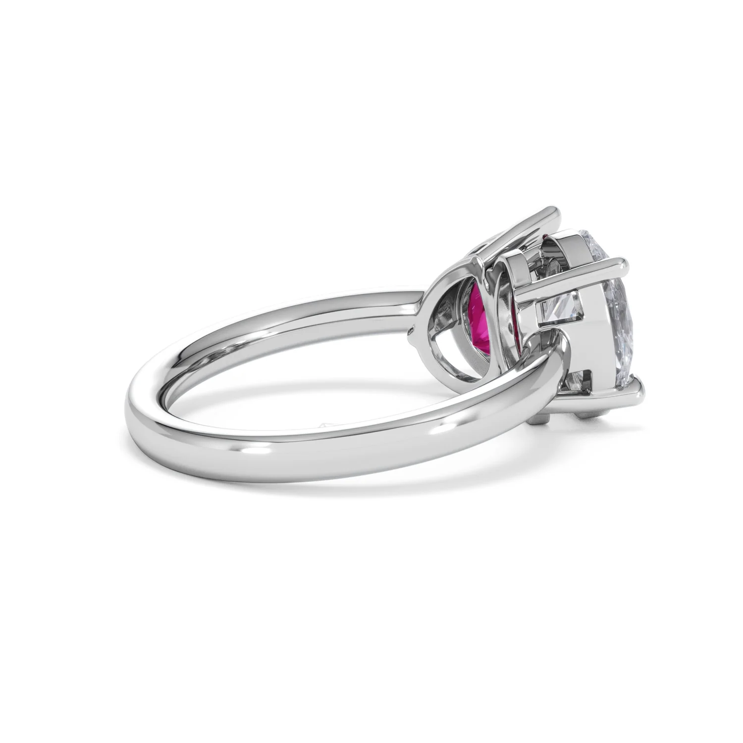 Toi Et Moi 1.50ct Oval Lab Diamond and 2.00ct Pear Lab Ruby Engagement Ring in Platinum - Image 36