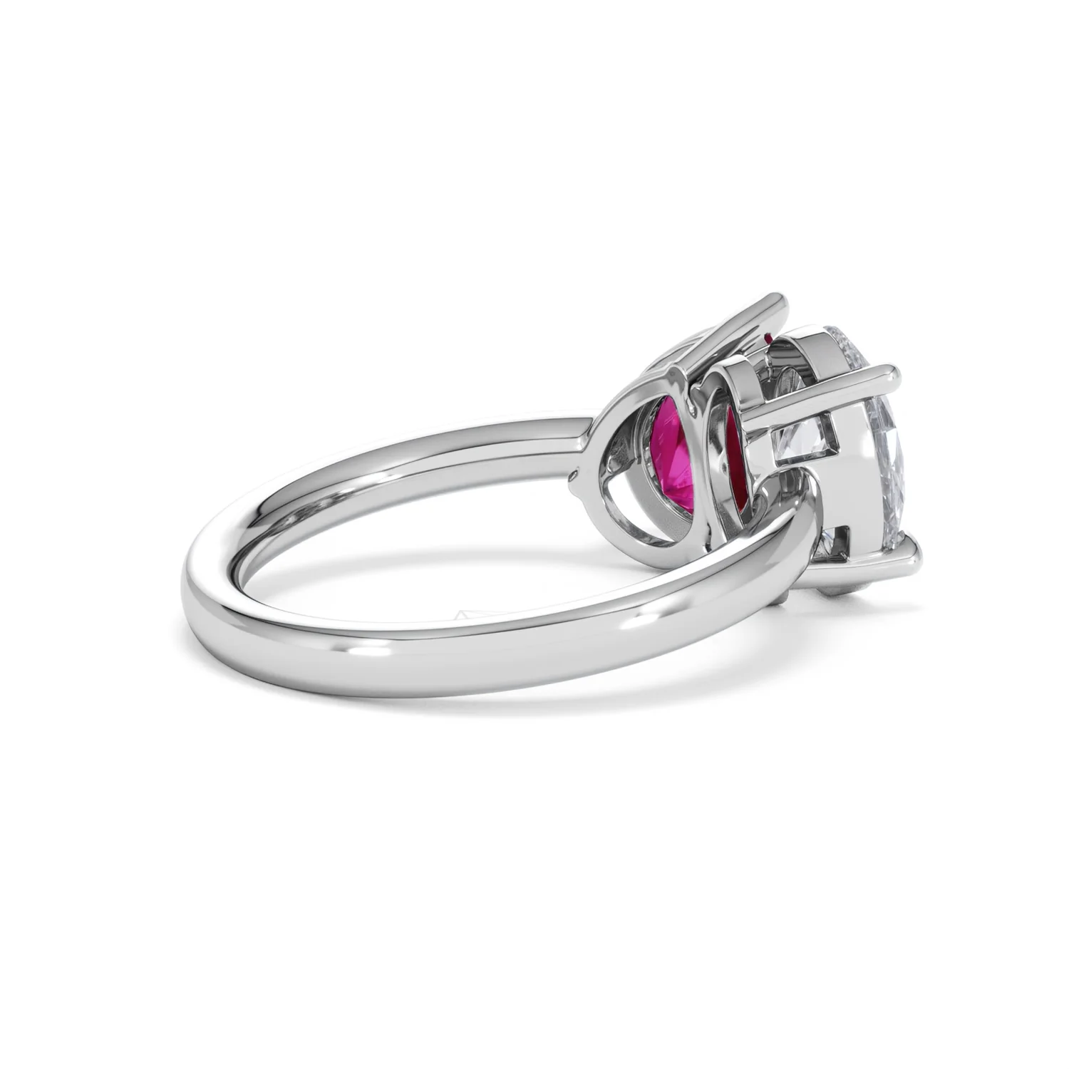 Toi Et Moi 1.50ct Oval Lab Diamond and 2.00ct Pear Lab Ruby Engagement Ring in Platinum - Image 37