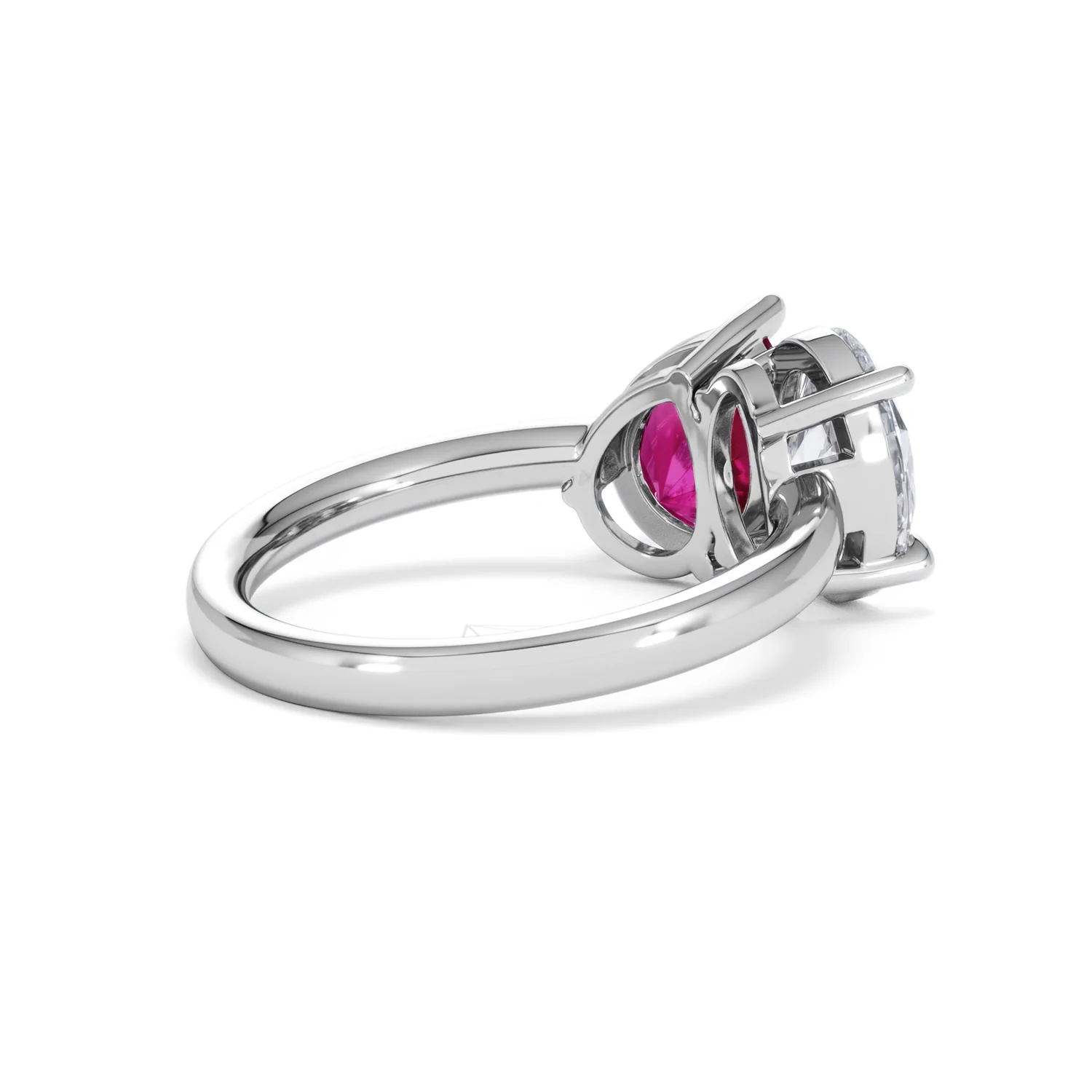 Toi Et Moi 1.50ct Oval Lab Diamond and 2.00ct Pear Lab Ruby Engagement Ring in Platinum - Image 38