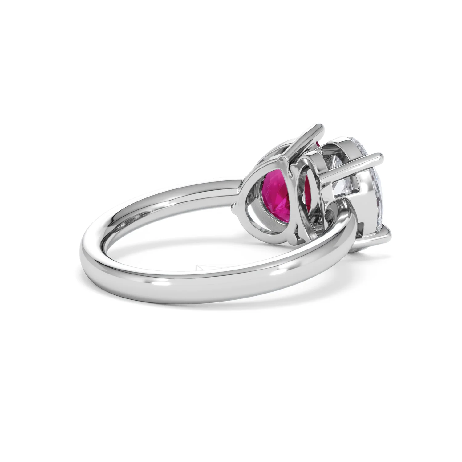 Toi Et Moi 1.50ct Oval Lab Diamond and 2.00ct Pear Lab Ruby Engagement Ring in Platinum - Image 39