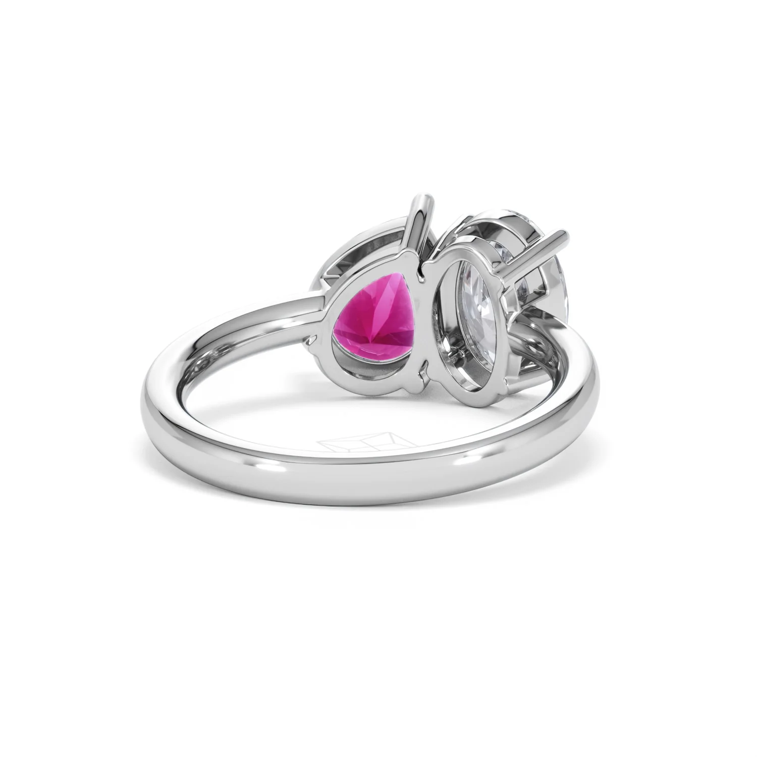 Toi Et Moi 1.50ct Oval Lab Diamond and 2.00ct Pear Lab Ruby Engagement Ring in Platinum - Image 45