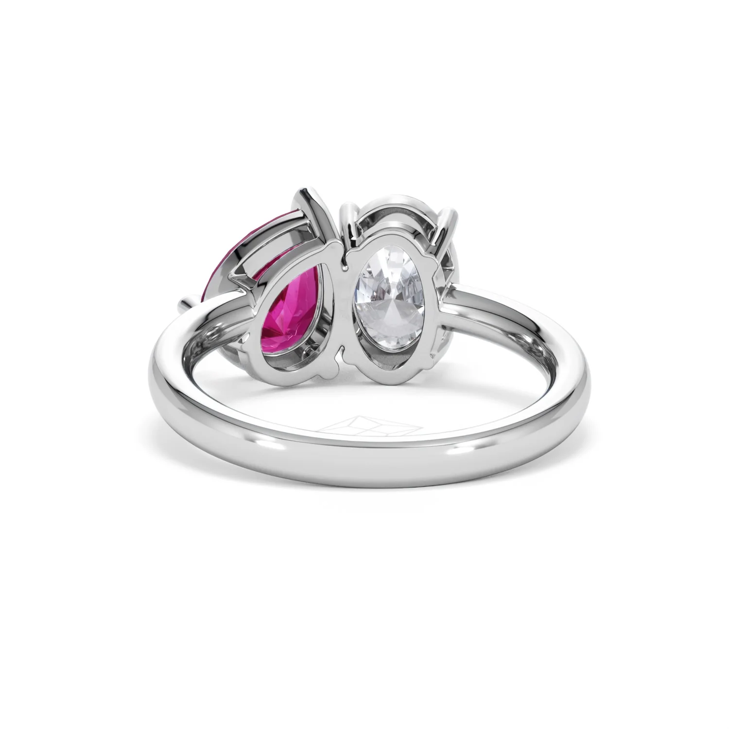 Toi Et Moi 1.50ct Oval Lab Diamond and 2.00ct Pear Lab Ruby Engagement Ring in Platinum - Image 51