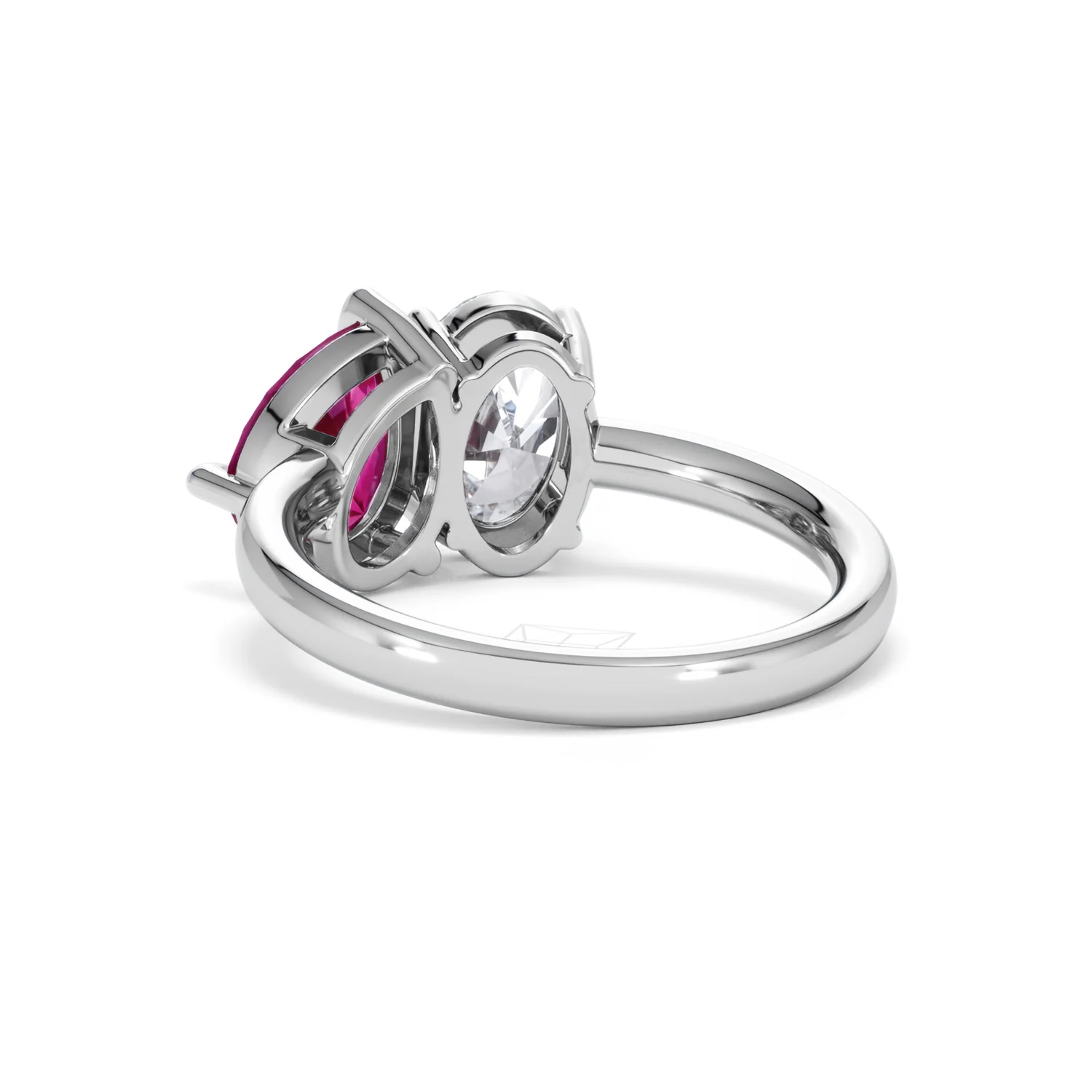 Toi Et Moi 1.50ct Oval Lab Diamond and 2.00ct Pear Lab Ruby Engagement Ring in Platinum - Image 55