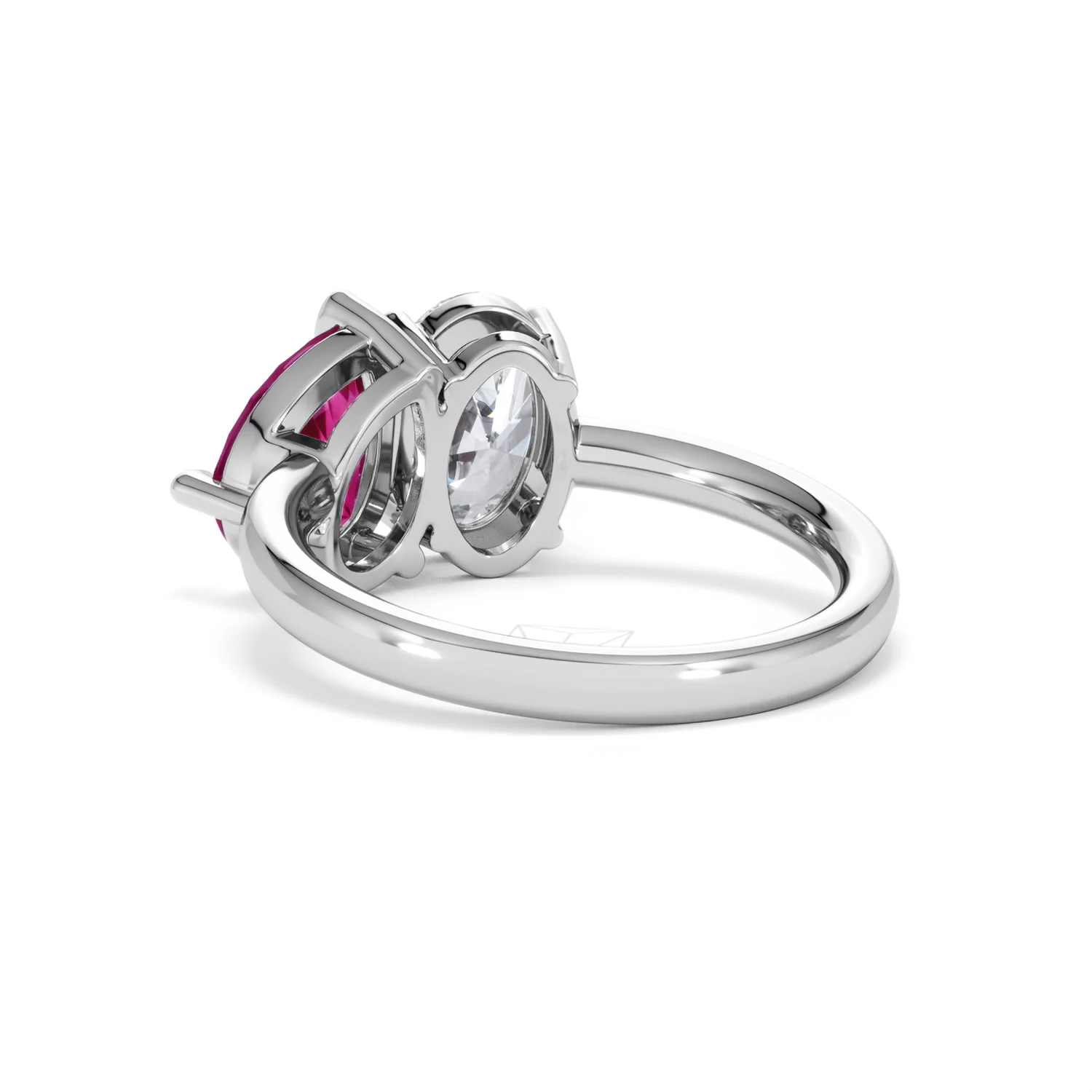 Toi Et Moi 1.50ct Oval Lab Diamond and 2.00ct Pear Lab Ruby Engagement Ring in Platinum - Image 56